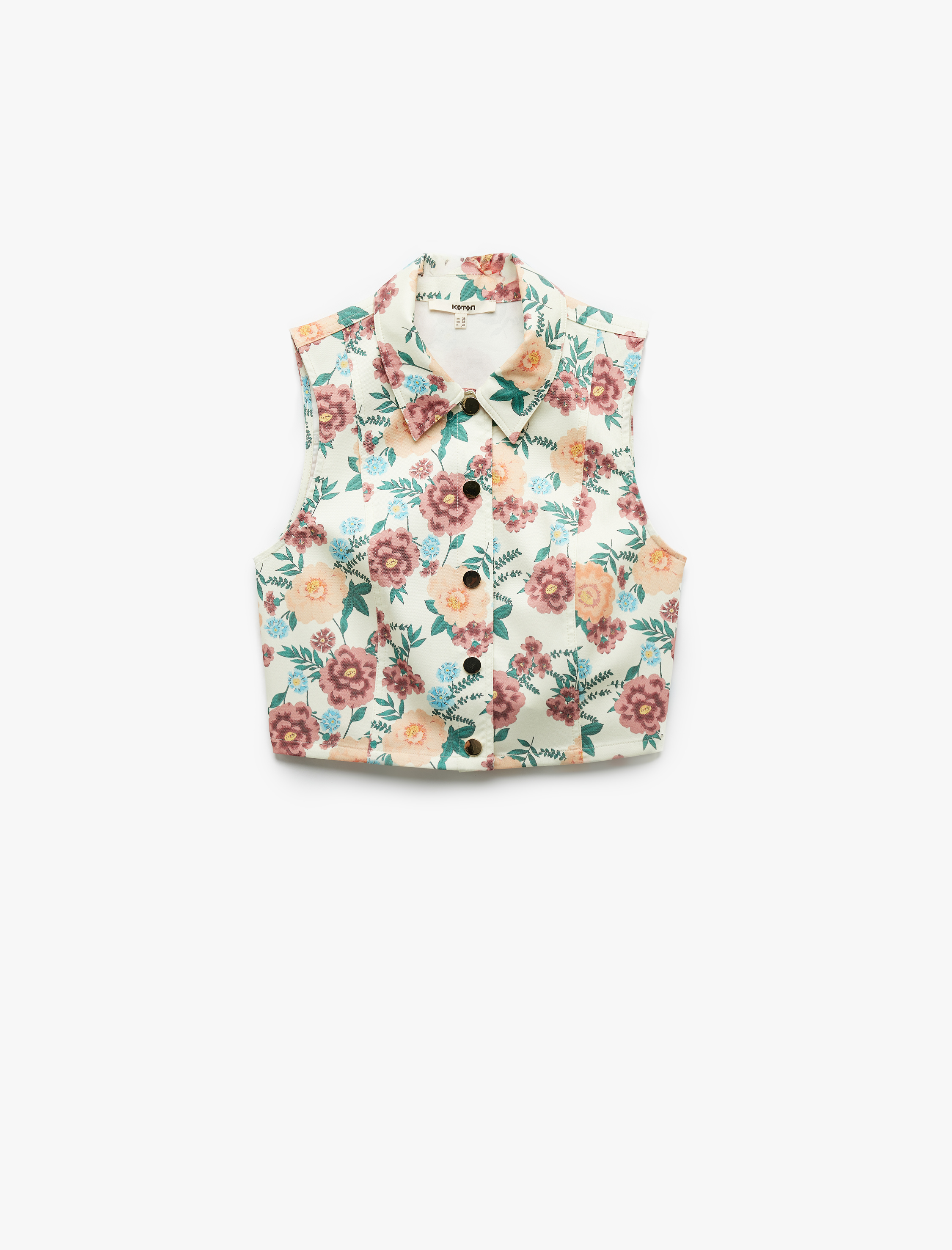   Kolsuz Gömlek Yaka Çiçekli Yelek