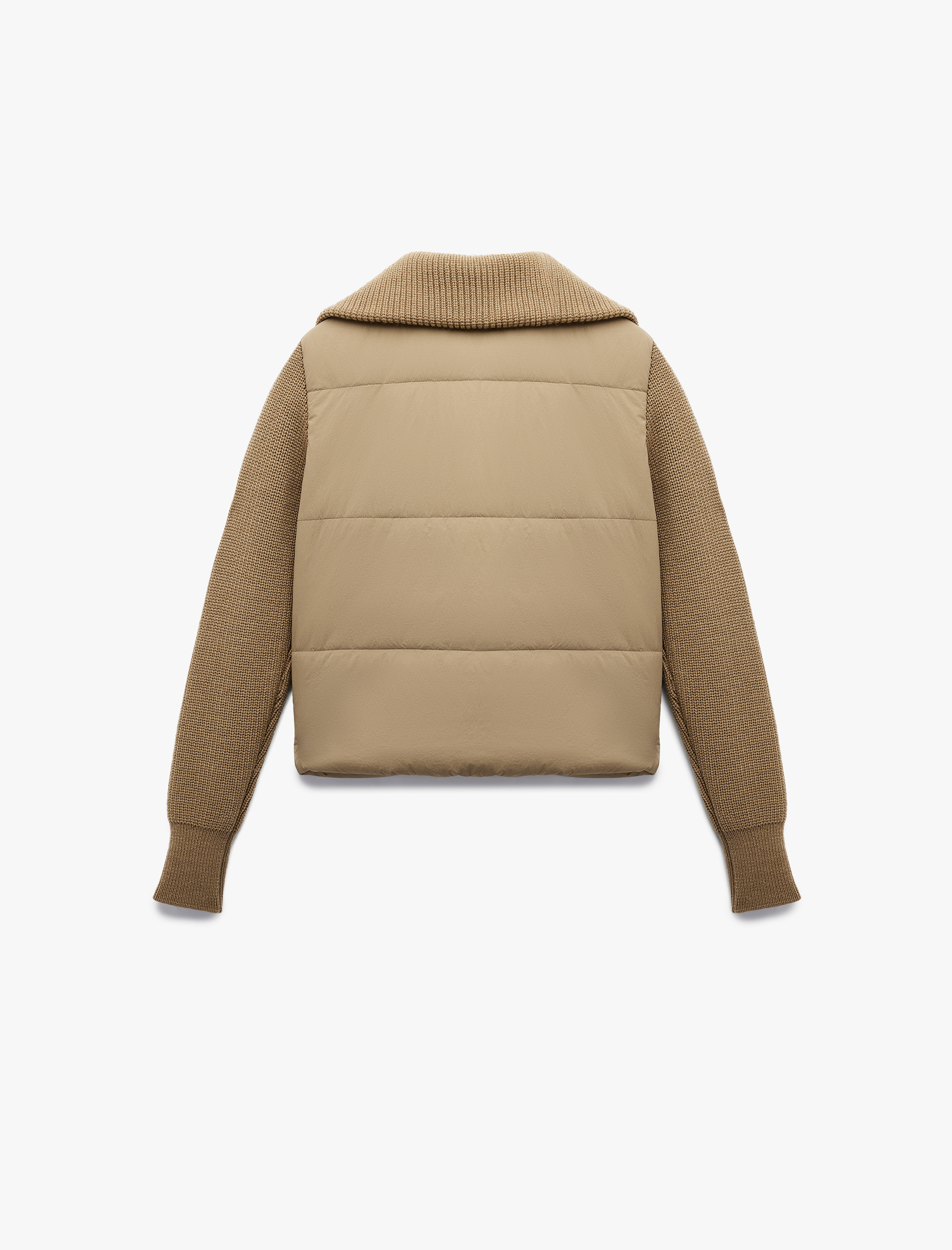   Dik Yaka Uzun Kollu Cepli Fermuarlı Su İtici Anorak Şişme Crop Ceket