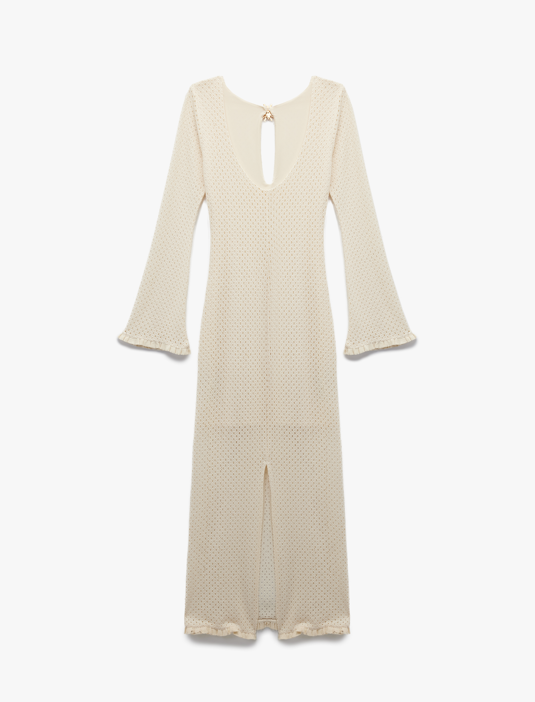   Koton X Melis Ağazat - Astarlı Uzun İspanyol Kollu Aksesuar Detaylı Yuvarlak Yaka Uzun Kroşe Elbise