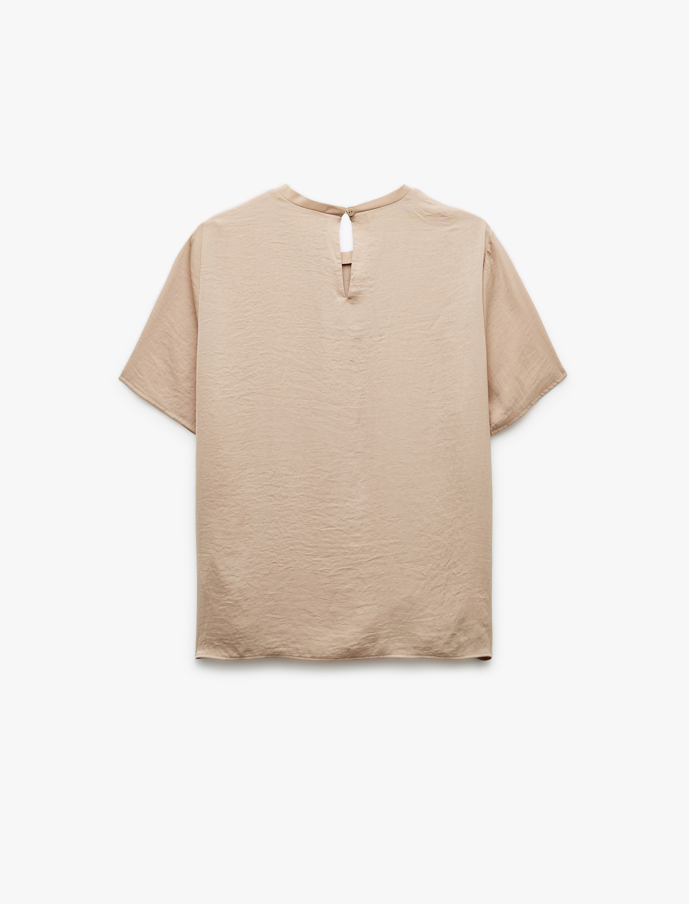   Aerobin Kumaş Kısa Kollu Bisiklet Yaka Saten Bluz