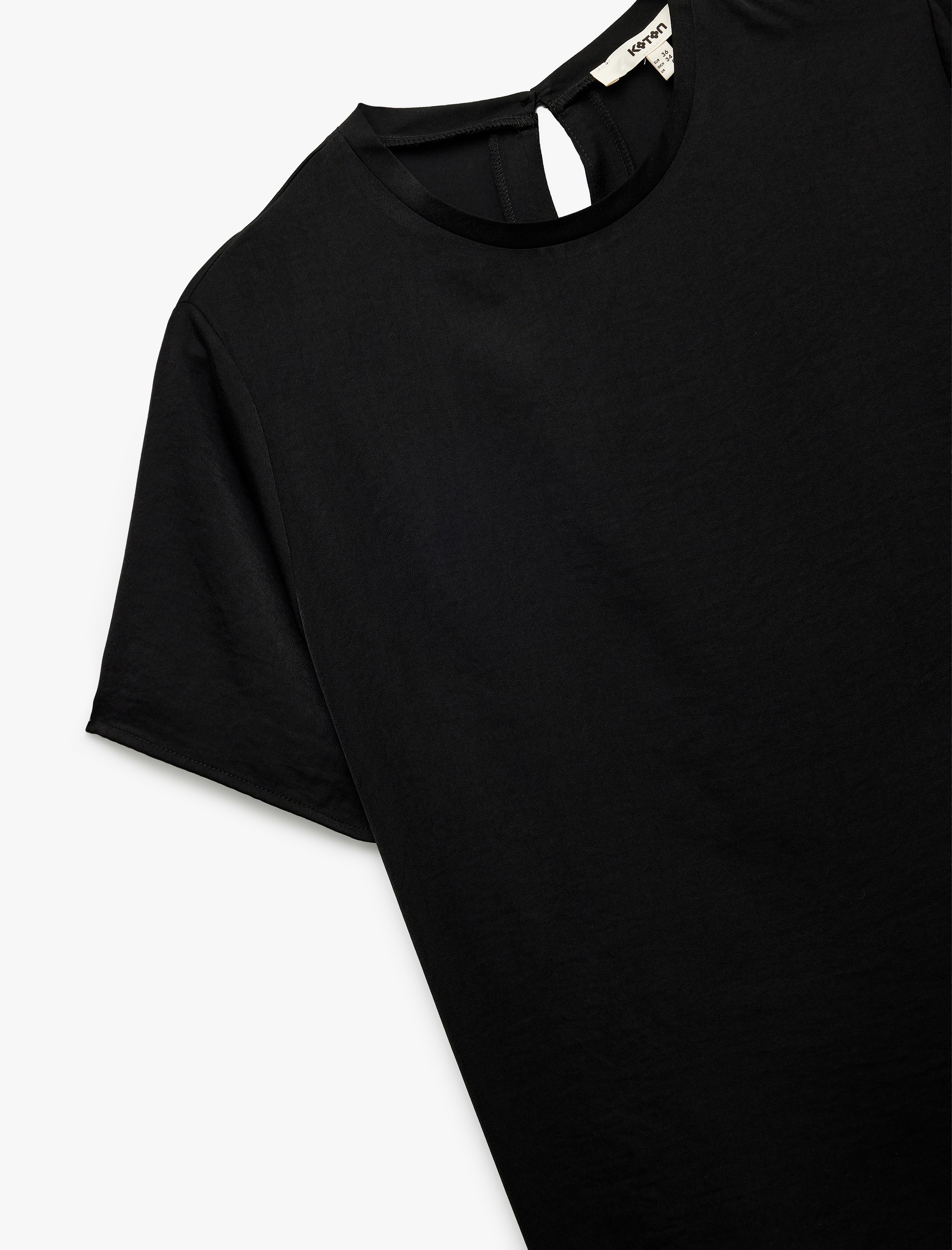   Aerobin Kumaş Kısa Kollu Bisiklet Yaka Saten Bluz