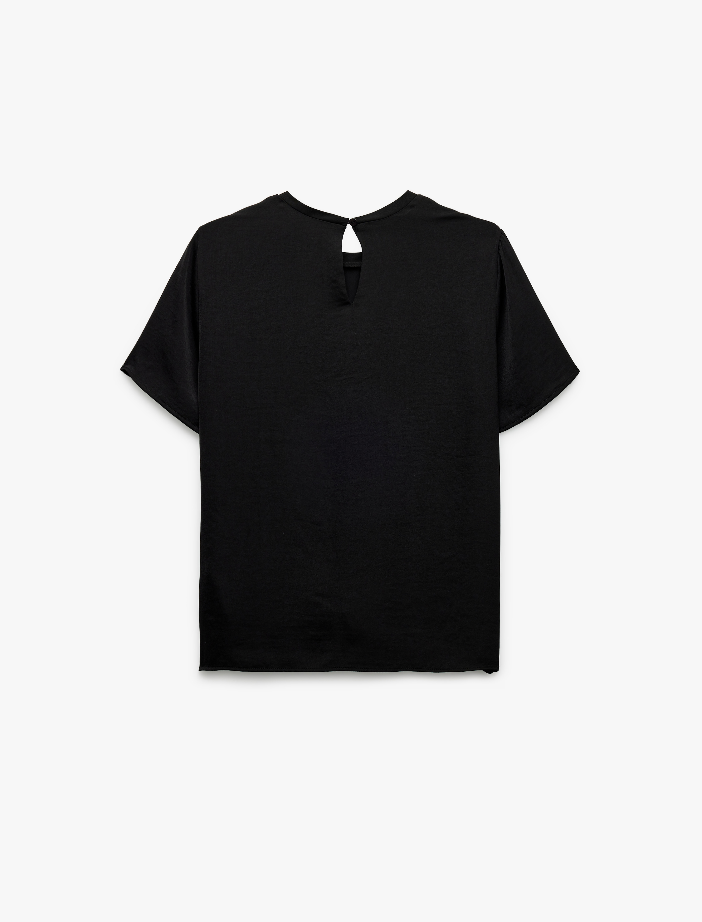   Aerobin Kumaş Kısa Kollu Bisiklet Yaka Saten Bluz