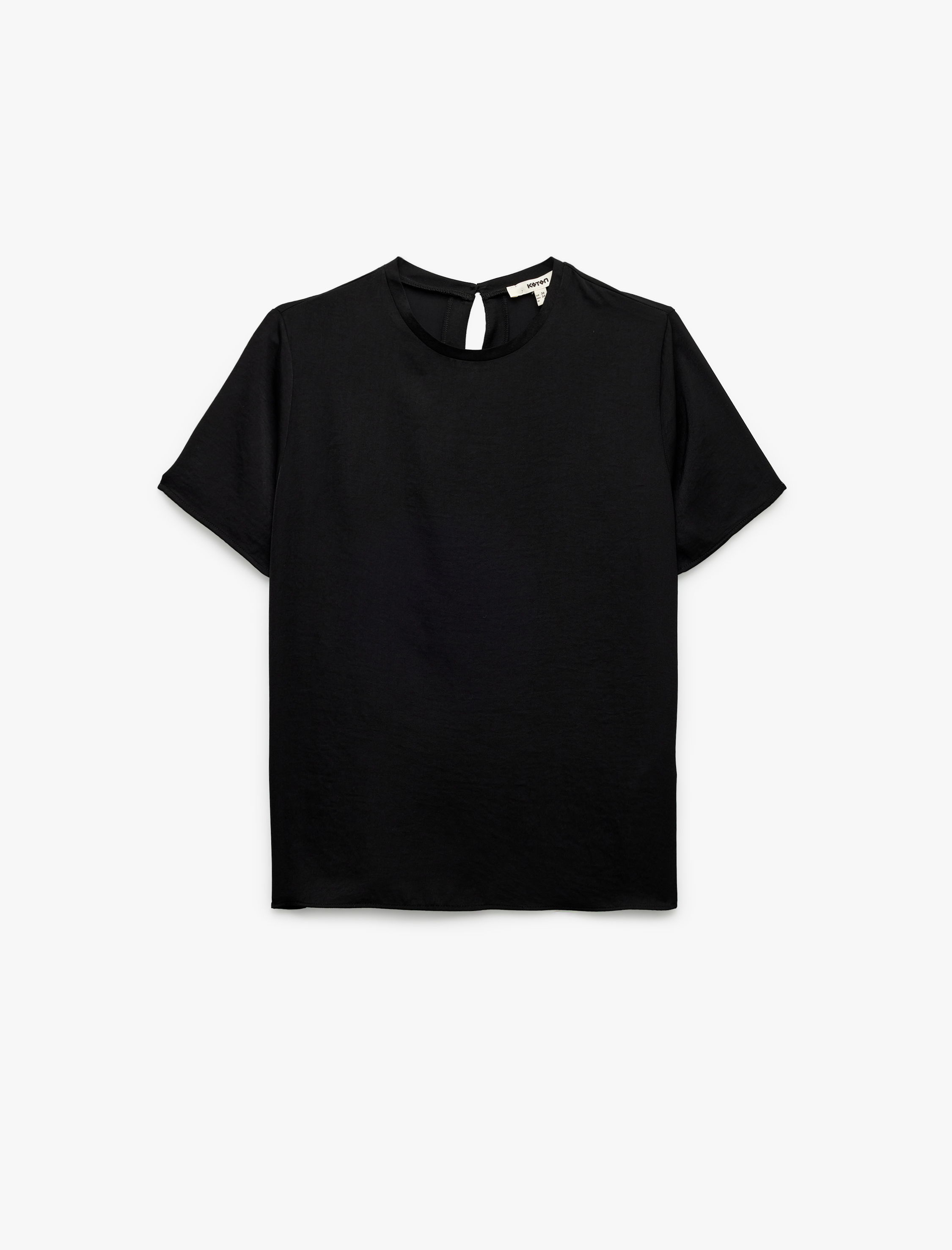   Aerobin Kumaş Kısa Kollu Bisiklet Yaka Saten Bluz