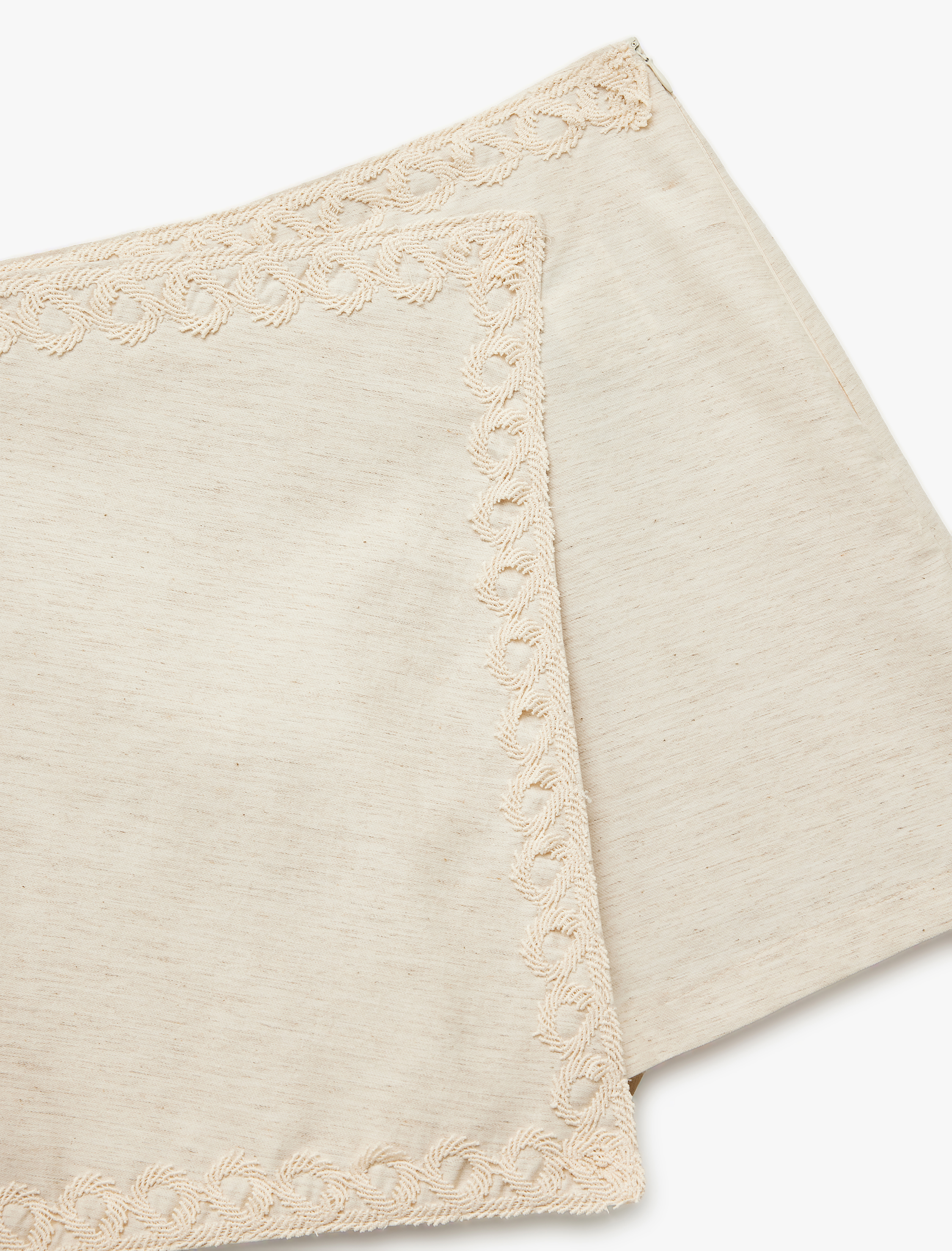   Koton X Melis Ağazat - Keten Karışımlı İşleme Detaylı Kruvaze Mini Şort Etek