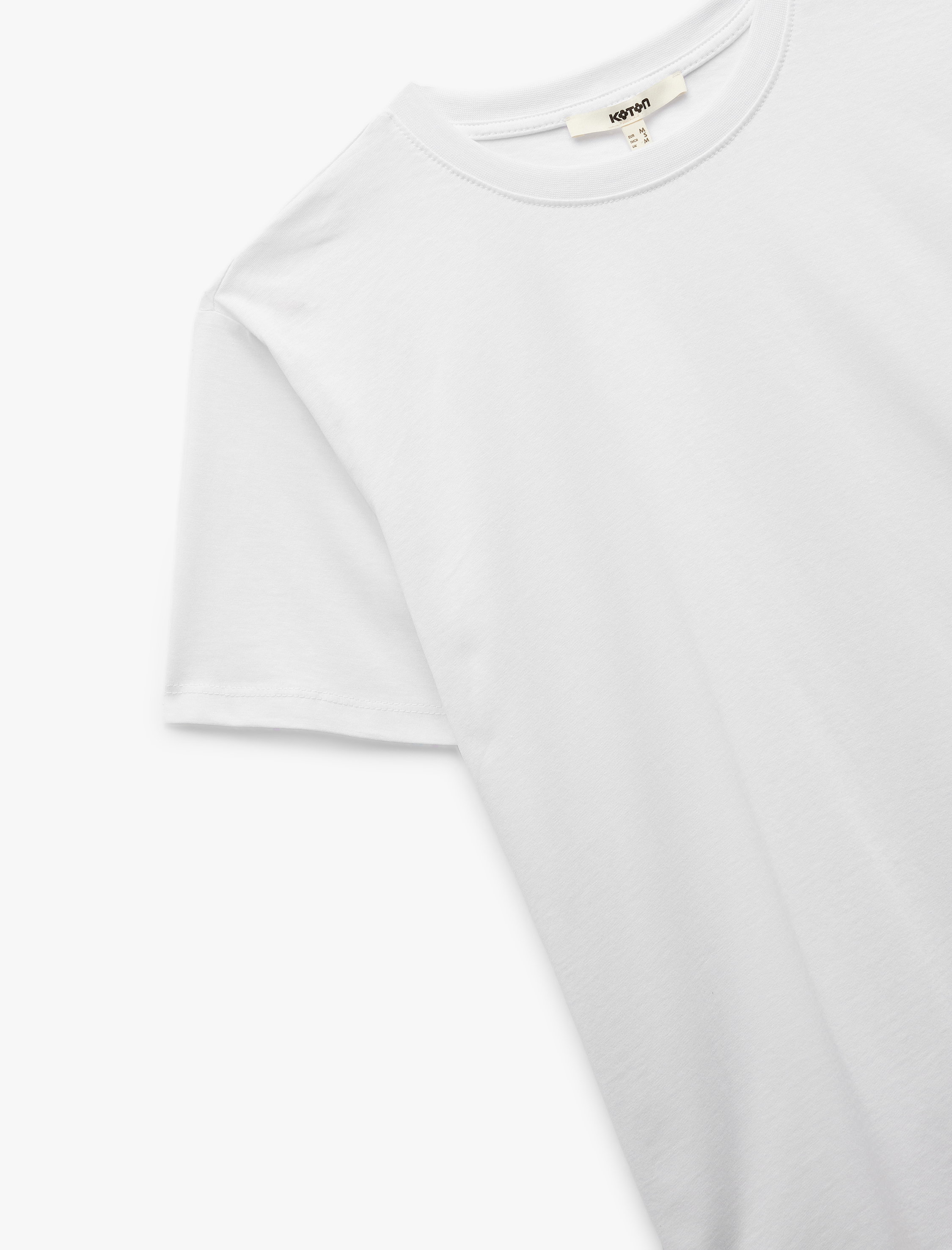   Pamuklu Kısa Kollu Bisiklet Yaka Basic Tişört