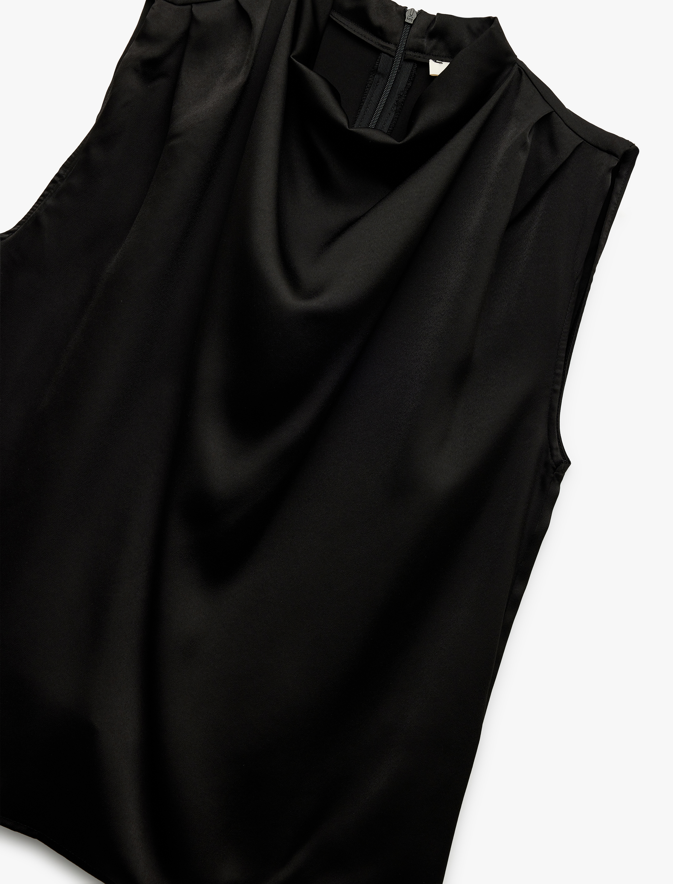   Degaje Yaka Kolsuz Saten Bluz