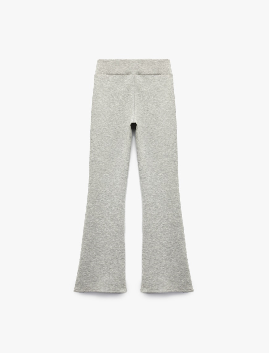   Slim Fit Paçaları Yandan Yırtmaç Detaylı İspanyol Paça Tayt