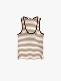 Pamuklu Slim Fit U Yaka Çizgili Atlet