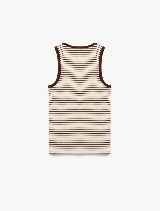Pamuklu Slim Fit U Yaka Çizgili Atlet_1