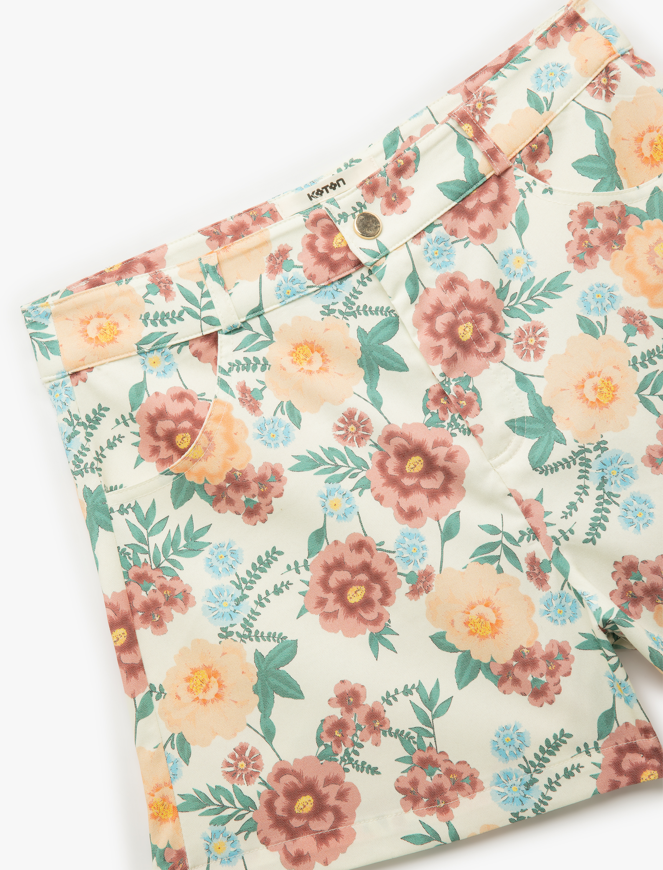   Normal Bel Cepli Çiçekli Mini Şort