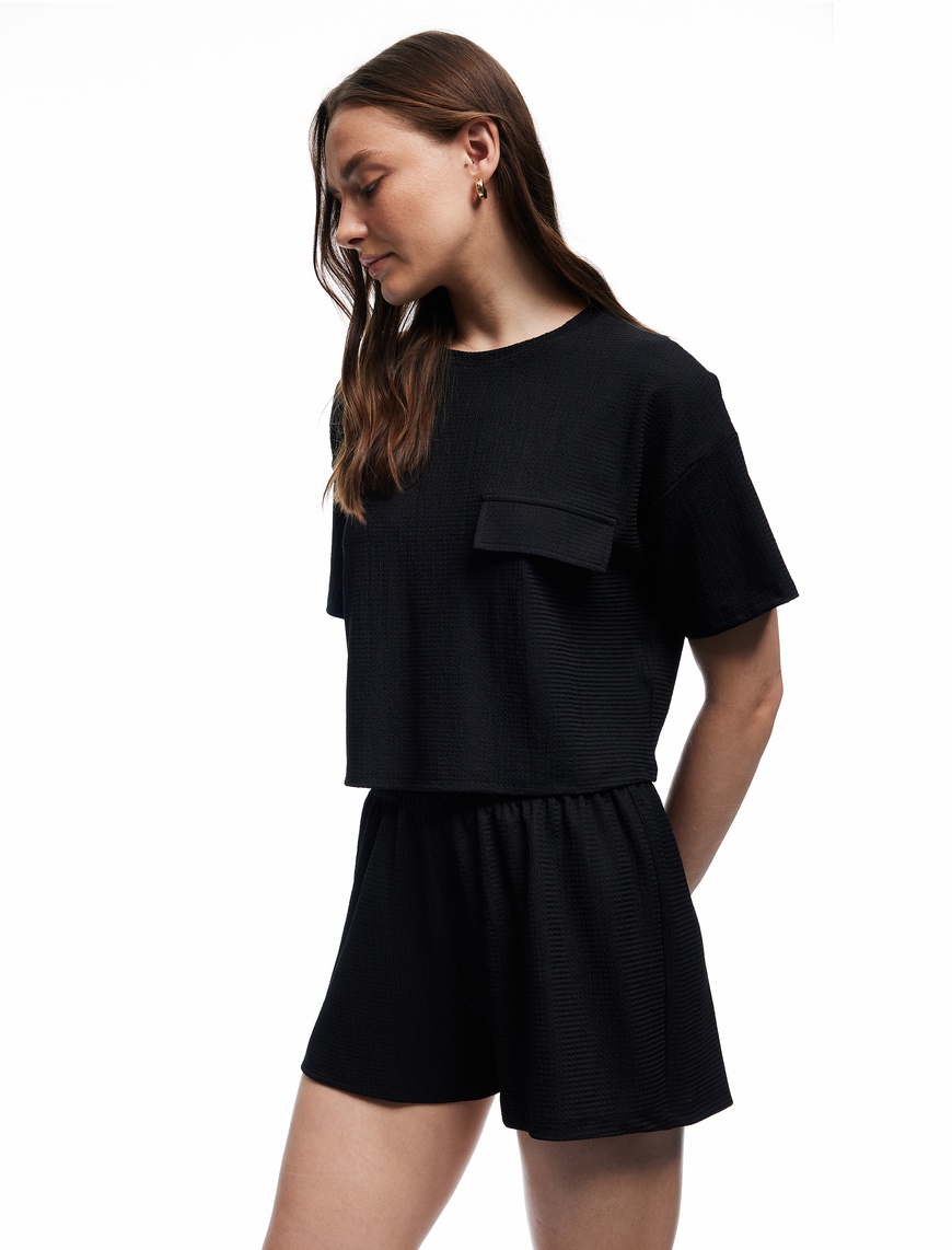   Bürümcük Kumaş Regular Fit Mini Şort