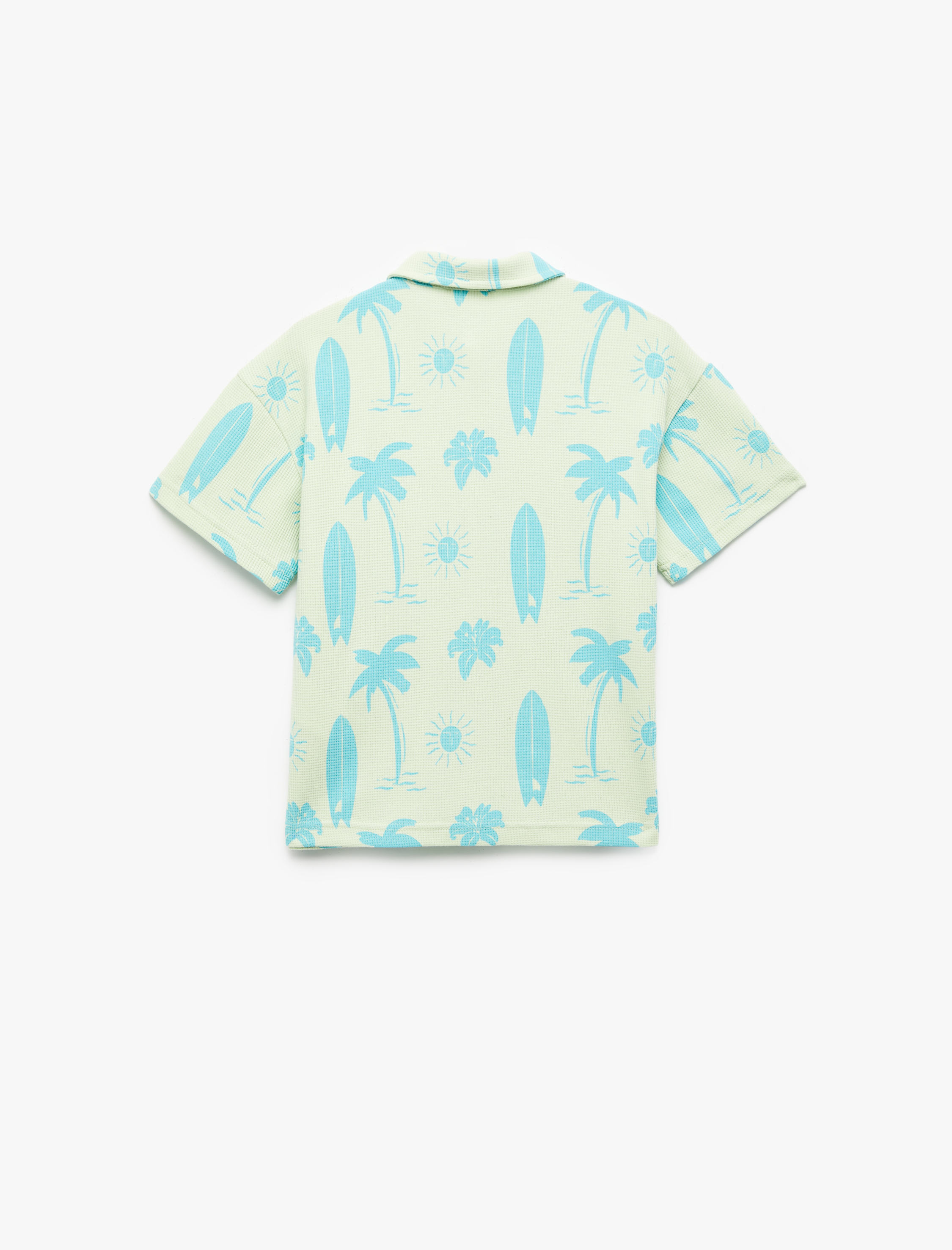  Erkek Çocuk Pamuklu Baskılı Düğme Detaylı Cepli Kısa Kollu Gömlek