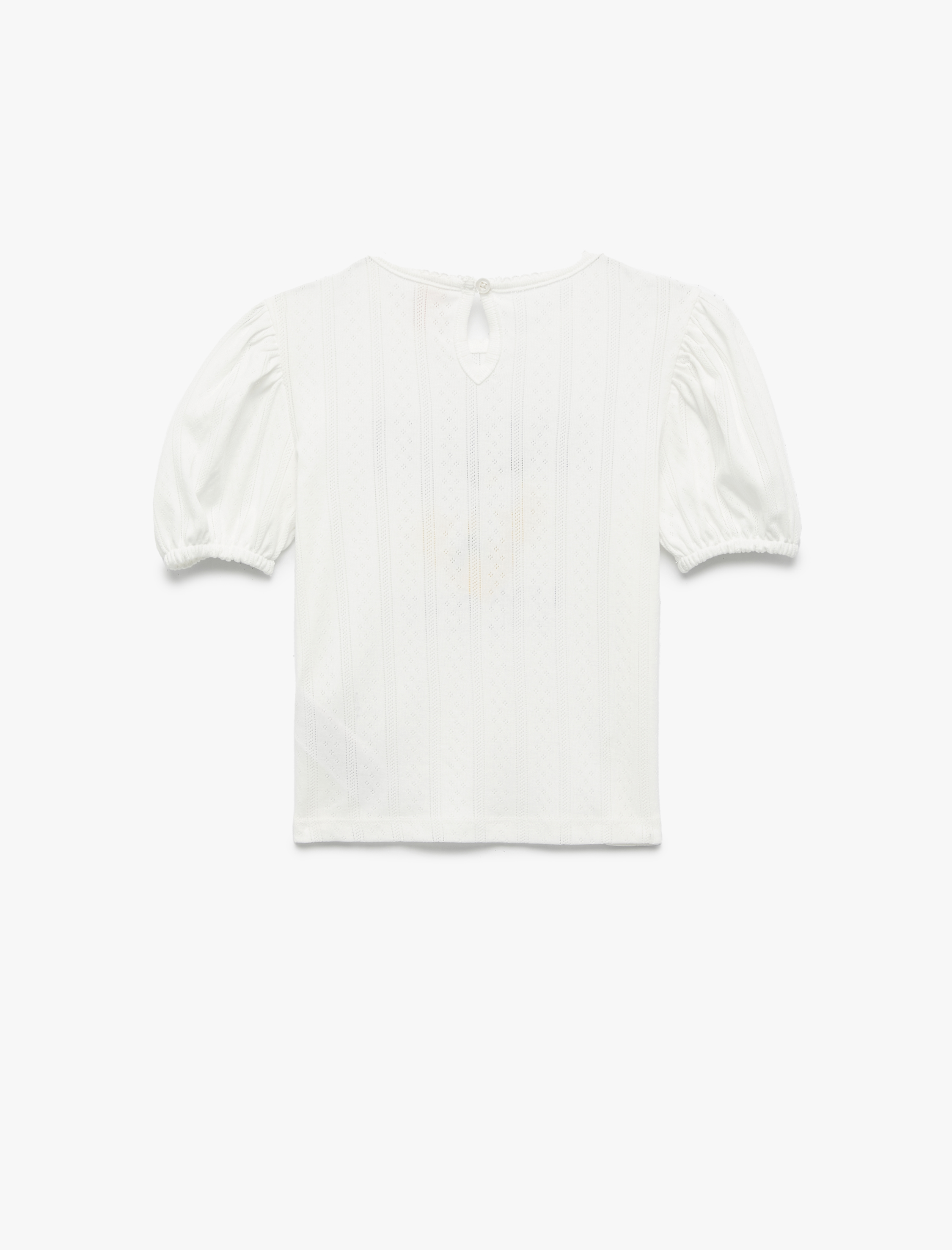  Kız Bebek Limon Baskılı Pamuklu Bisiklet Yaka Balon Kollu Tişört