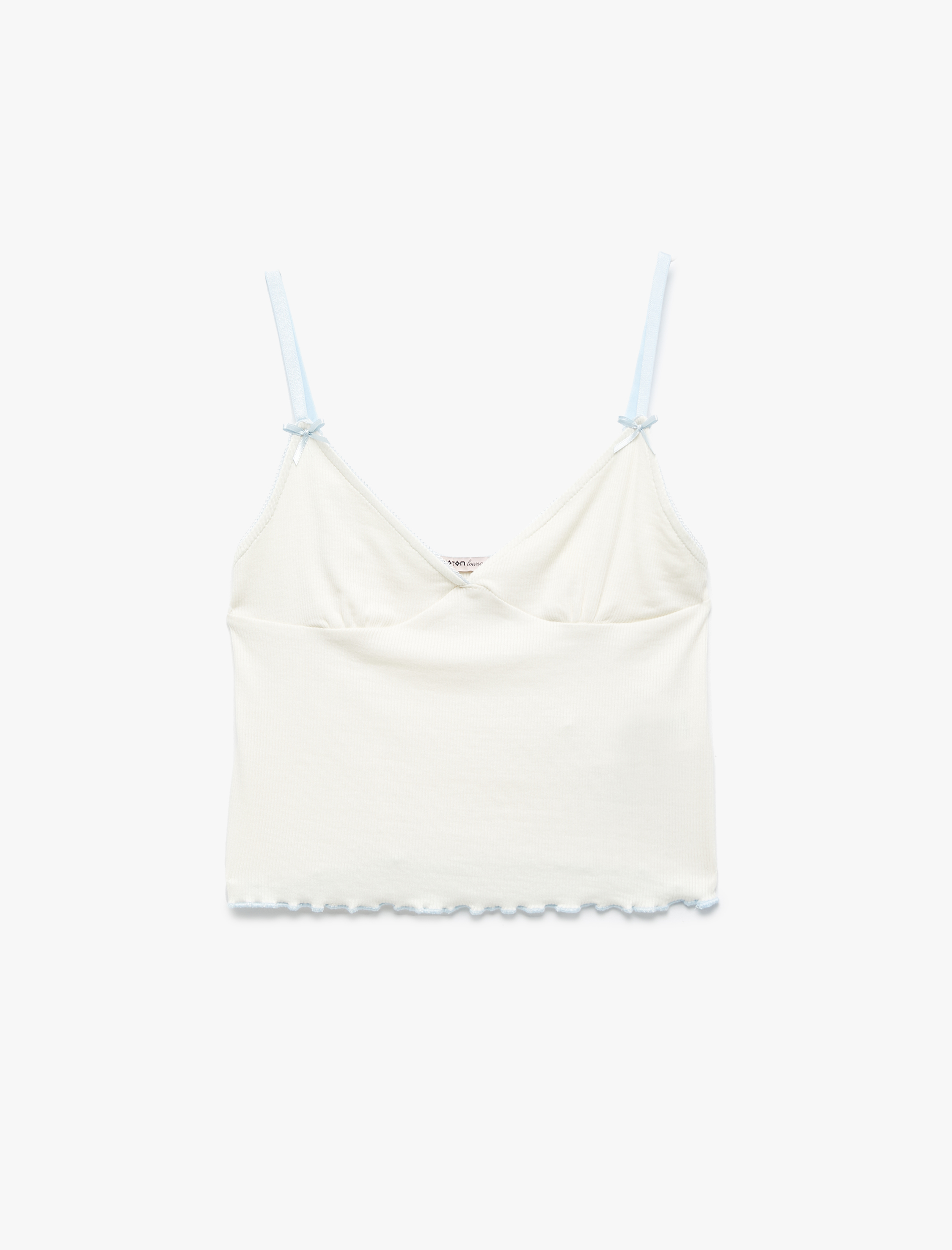   Rahat Kalıp Viskon Kumaş V Yaka İnce Askılı Pijama Üstü