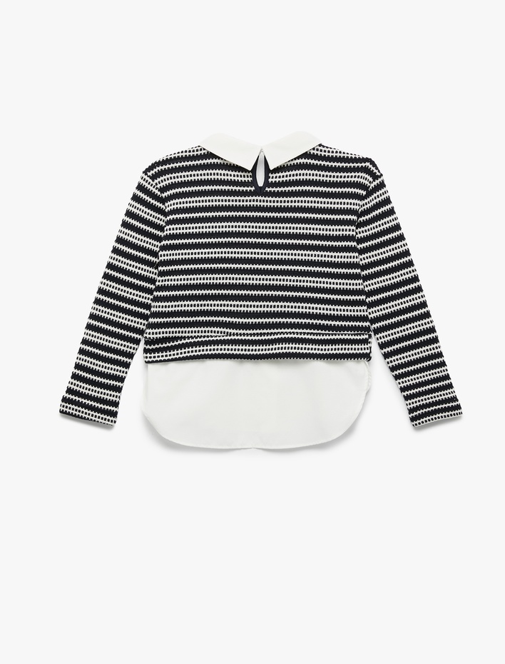 Kız Çocuk Uzun Kollu Gömlek Yaka Detaylı Sweatshirt