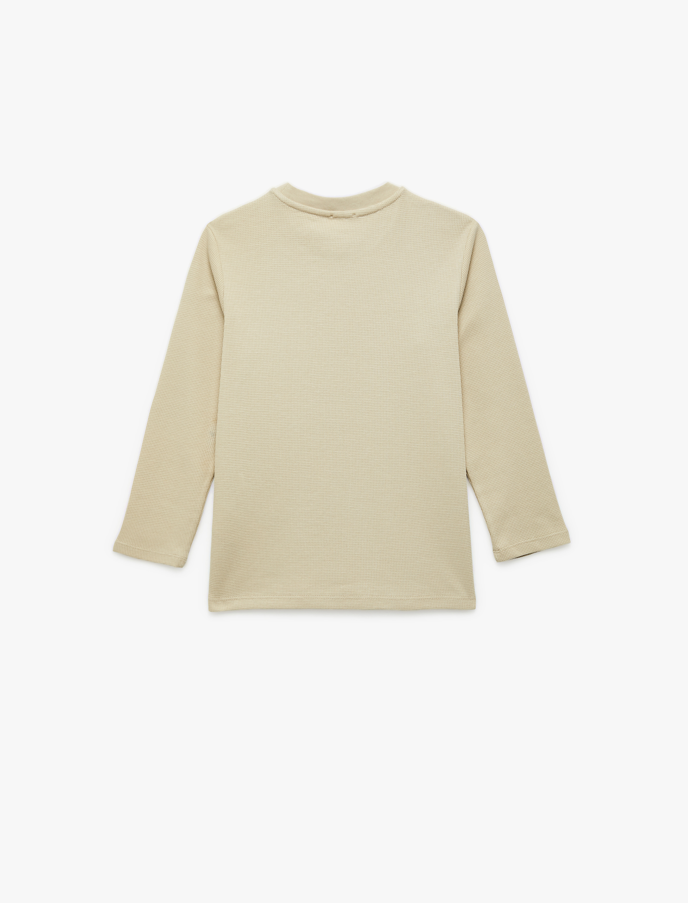  Erkek Çocuk Bisiklet Yaka Pamuklu Basic Uzun Kollu Tişört