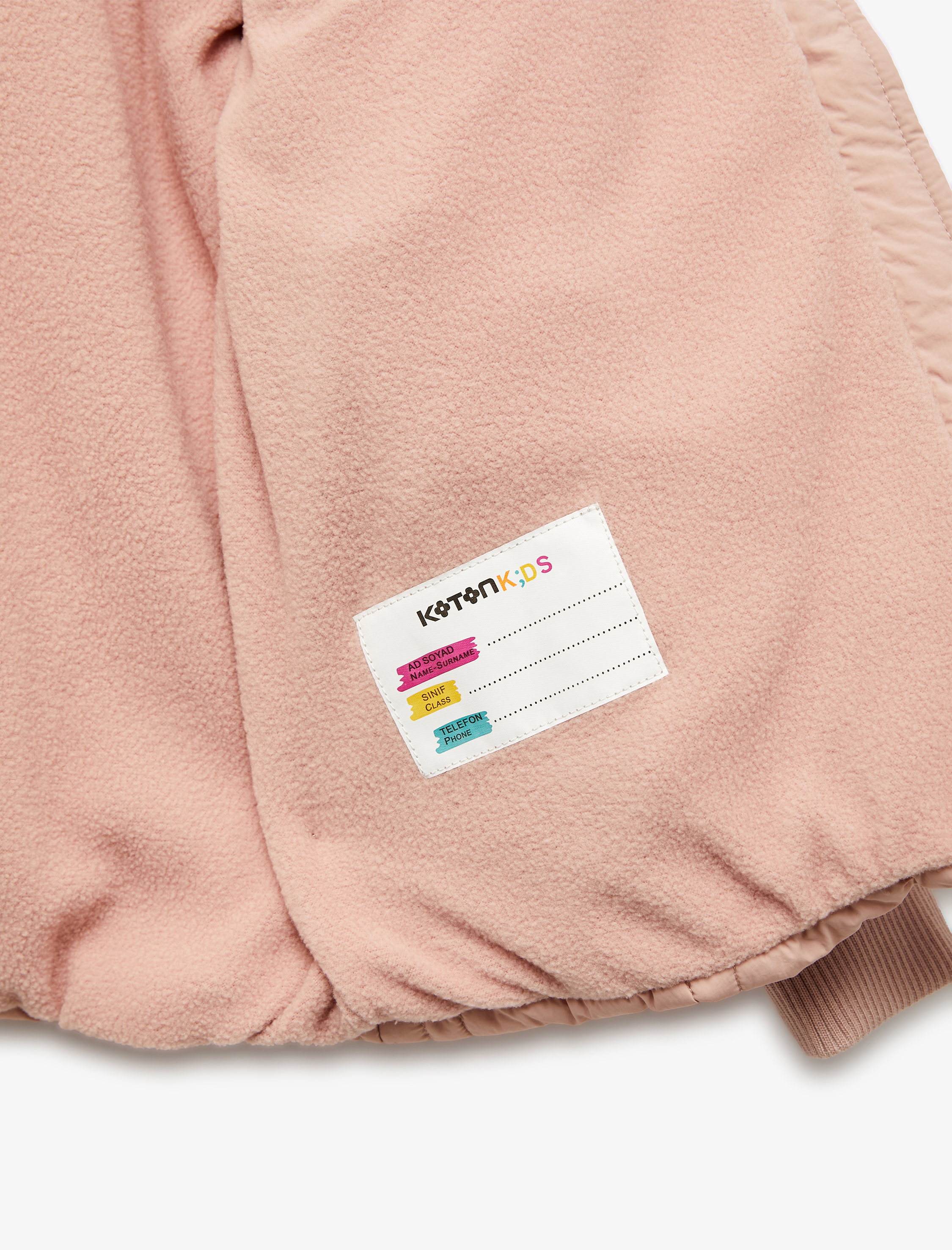  Kız Çocuk Uzun Kollu Polar Astarlı Fermuarlı Kapitone Kapşonlu Mont