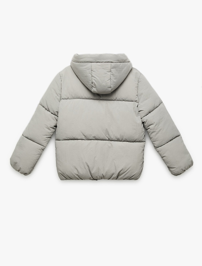 Kız Çocuk Uzun Kollu Kapşonlu Şişme Mont