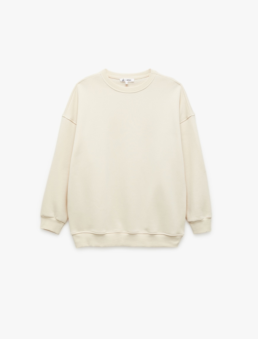   Şardonlu Uzun Kollu Bisiklet Yaka Oversize 2'li Sweatshirt Seti