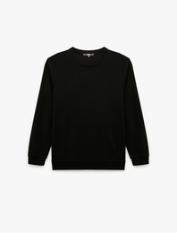 Pamuklu Uzun Kollu Basic Bisiklet Yaka Sweatshirt