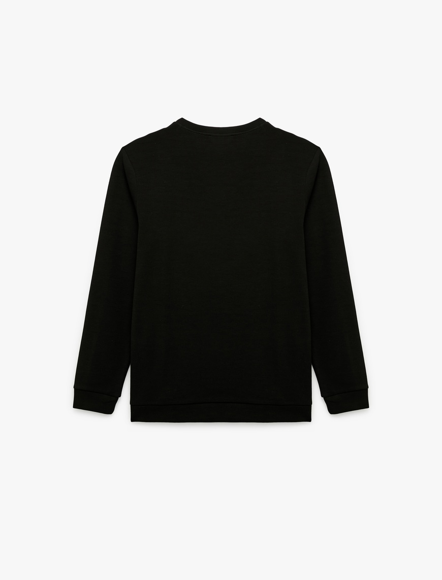   Pamuklu Uzun Kollu Basic Bisiklet Yaka Sweatshirt