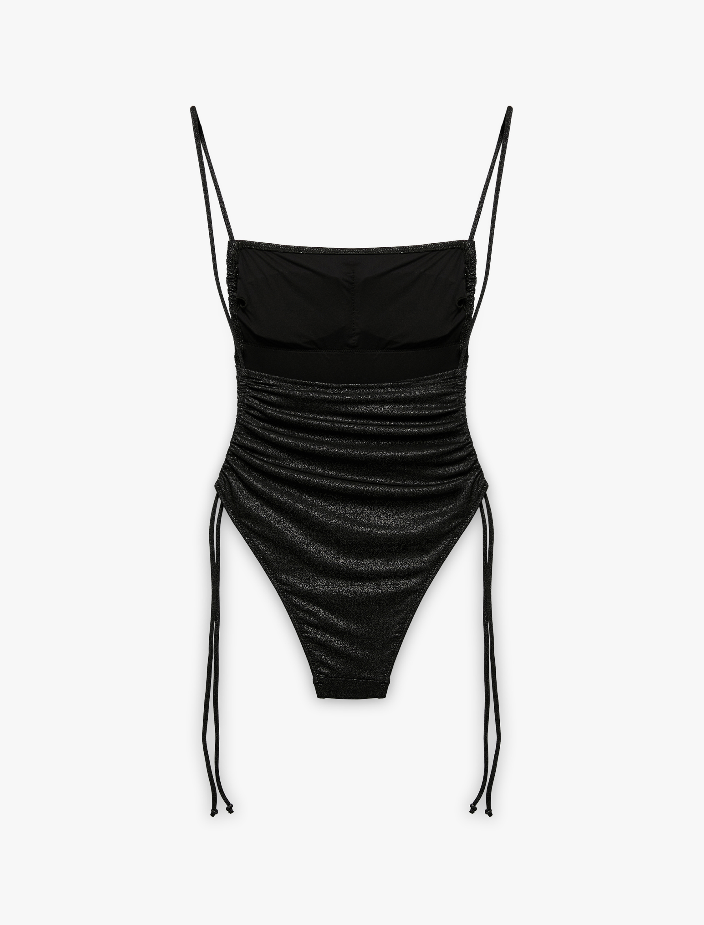   Yanları Büzgülü Drapeli İpli Parlak Mayo