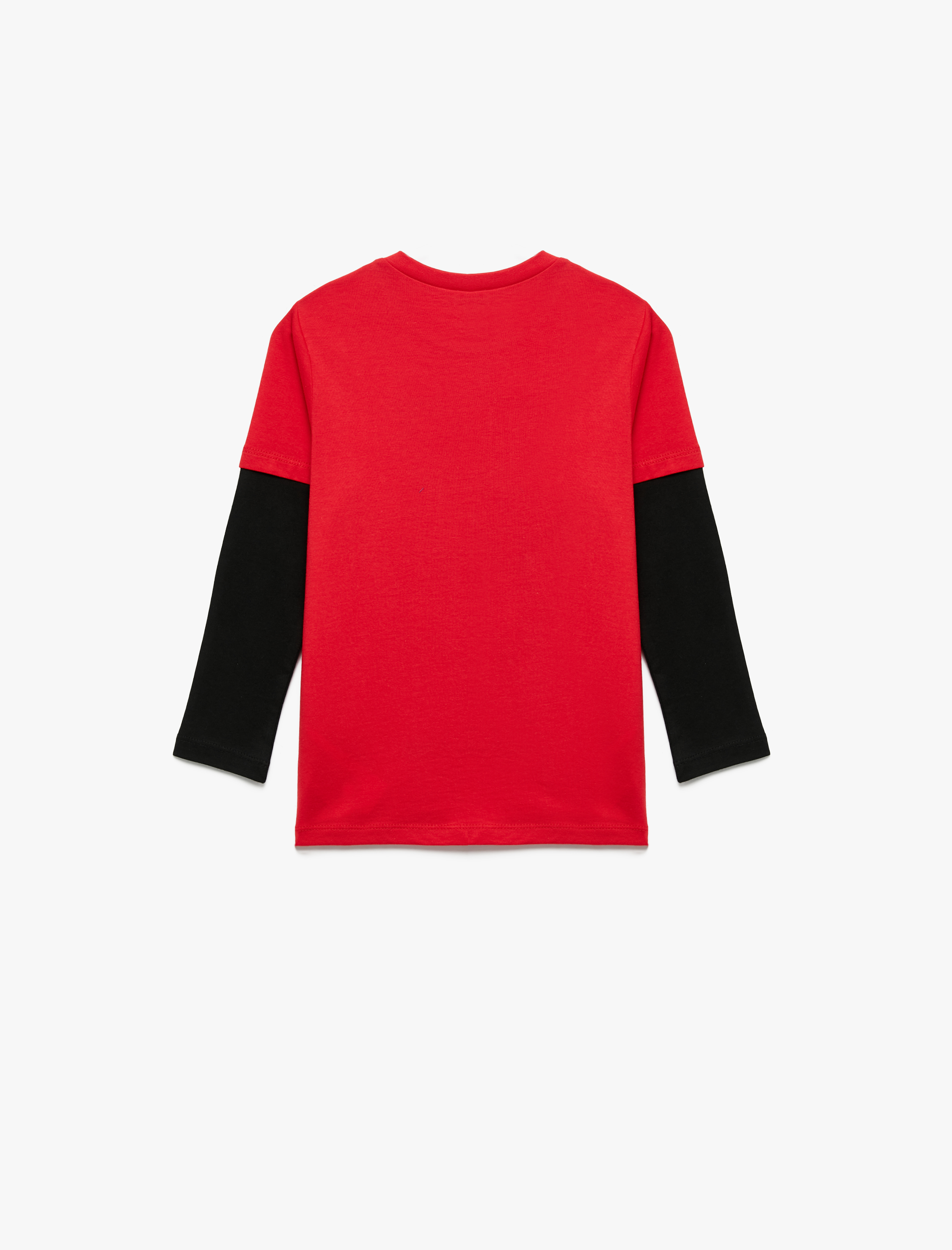  Erkek Çocuk Dinozor Baskılı Uzun Kollu Pamuklu Bisiklet Yaka Tişört