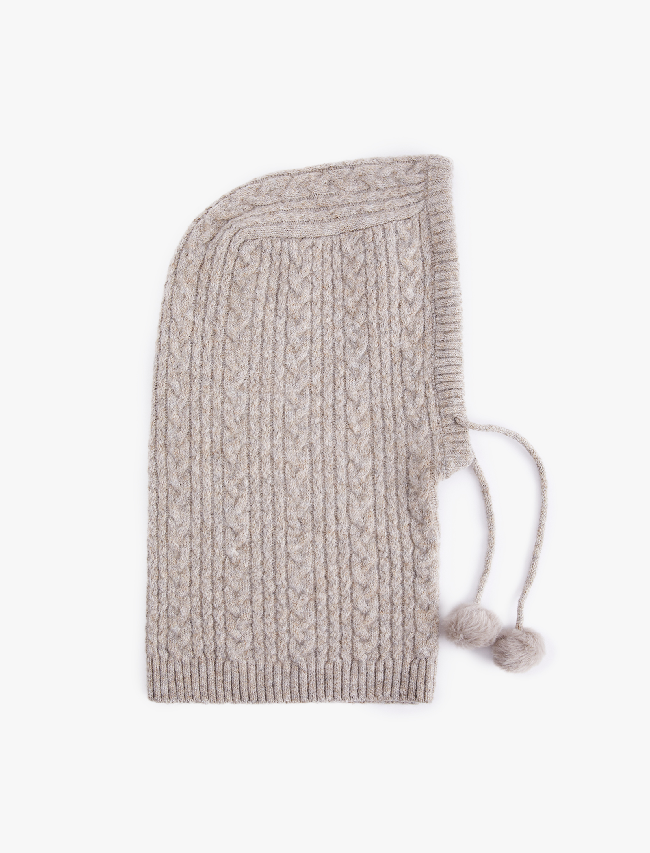  Kadın Pon Pon Detaylı Saç Örgüsü Dokulu Balaklava Bere