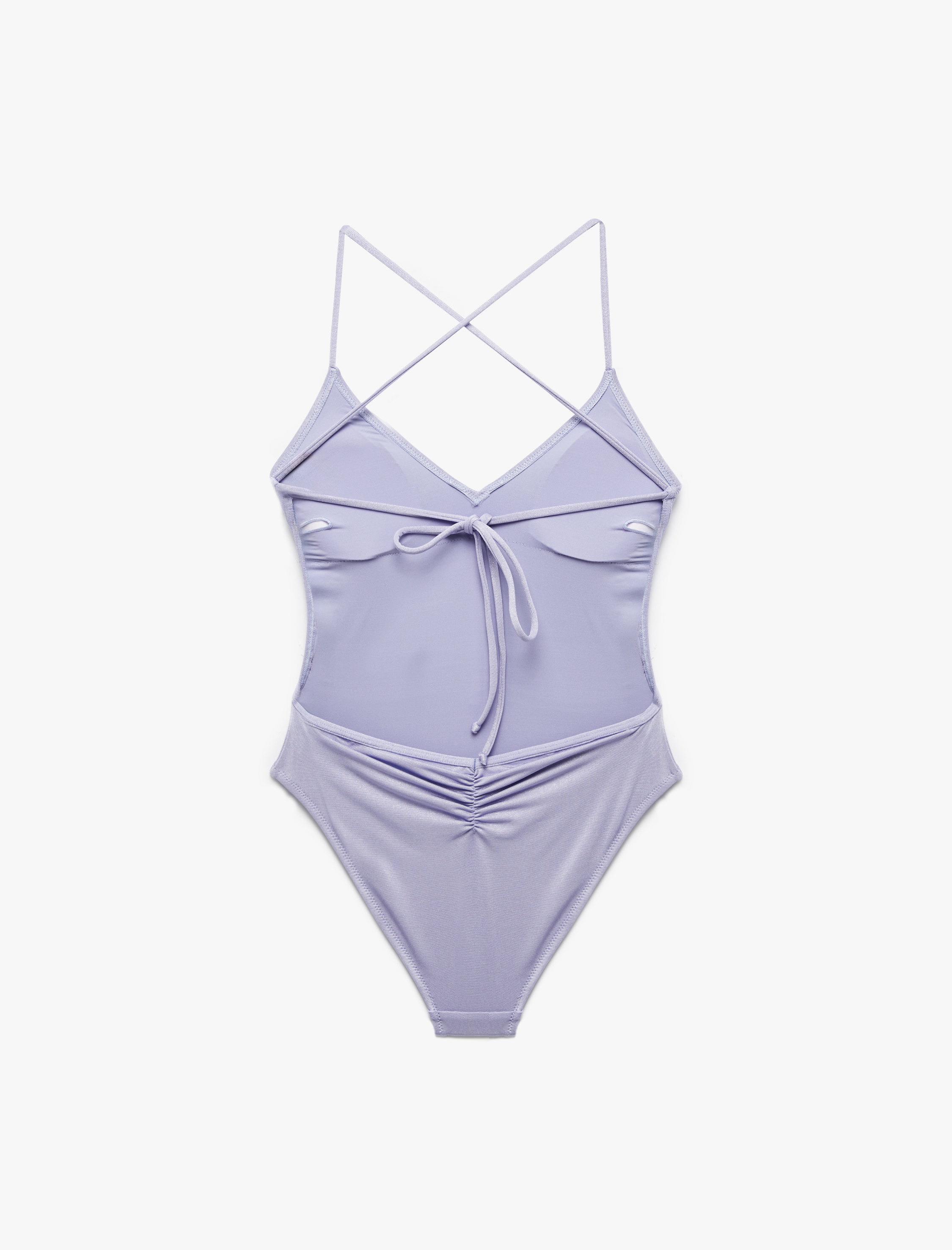   Sırt Detaylı Drapeli İnce Askılı Mayo