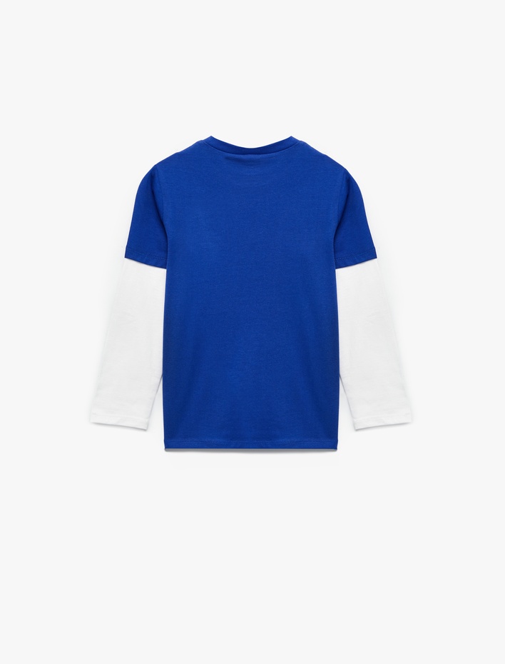 Erkek Çocuk Uzun Kollu Bisiklet Yaka Basketbol Baskılı Pamuklu Tişört