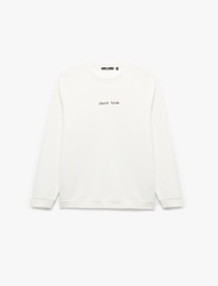 İşleme Detaylı Uzun Kollu Bisiklet Yaka Sweatshirt