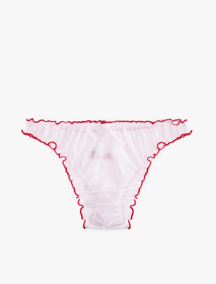  Kiraz Baskılı Fırfır Detaylı Tül Külot