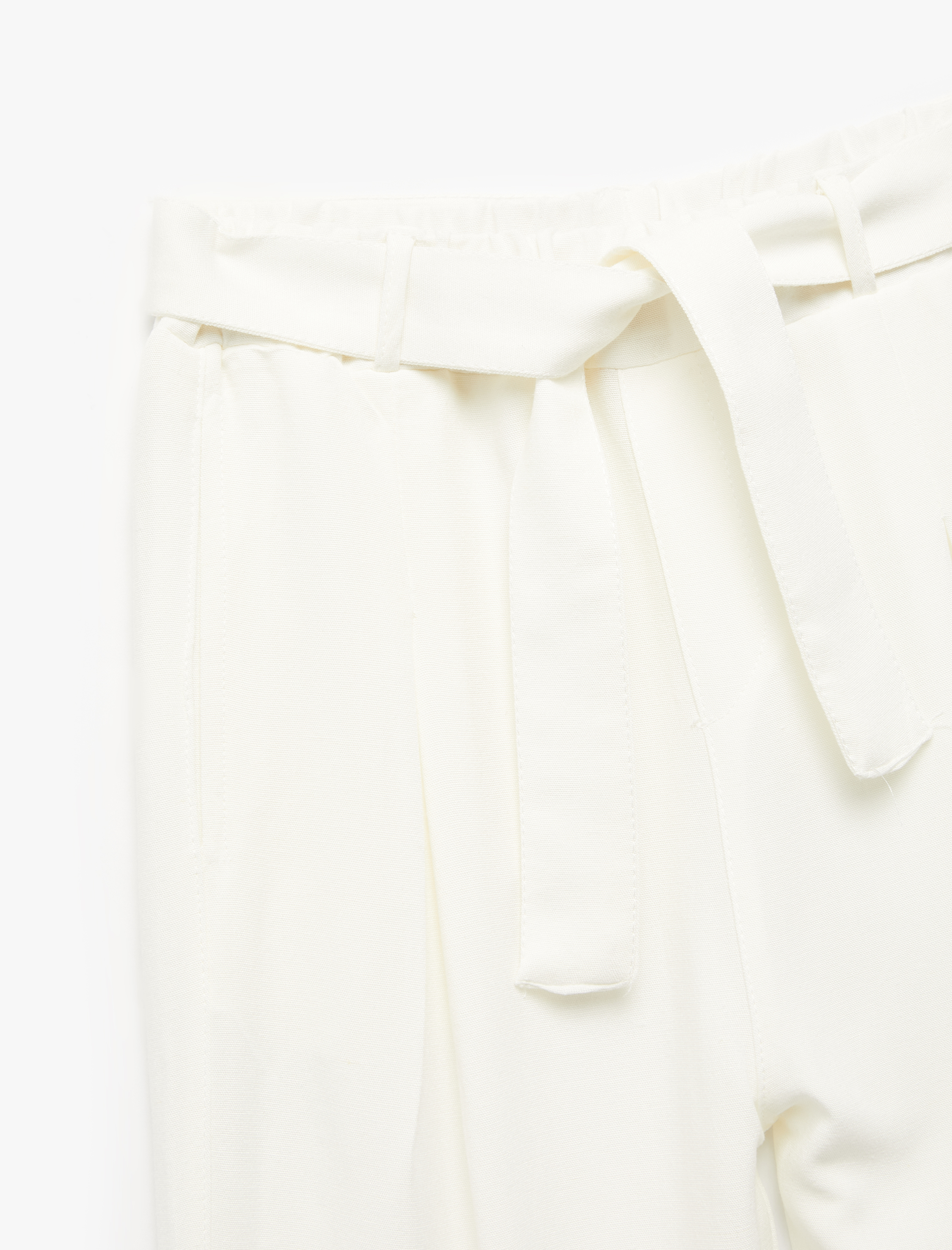  Kız Çocuk Kuşak Detaylı Bağlamalı Viskon Geniş Paça Pantolon