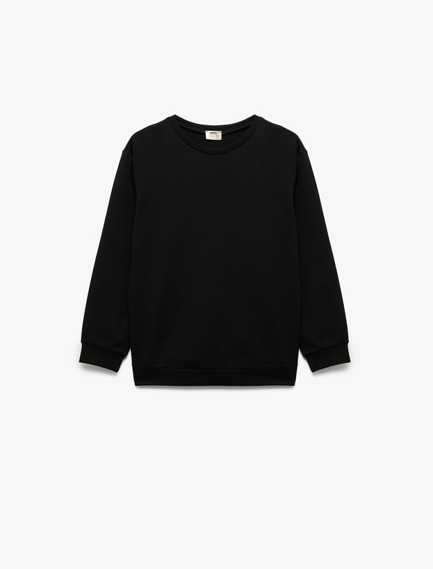 Uzun Kollu Bisiklet Yaka Basic Sweatshirt_0