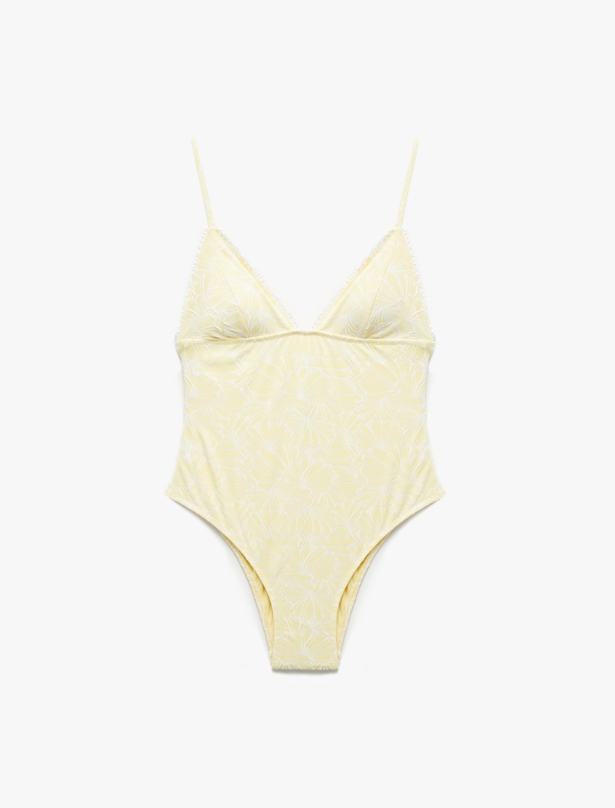   Koton X Sibil Çetinkaya - Floral Dokulu İnce Askılı Mayo