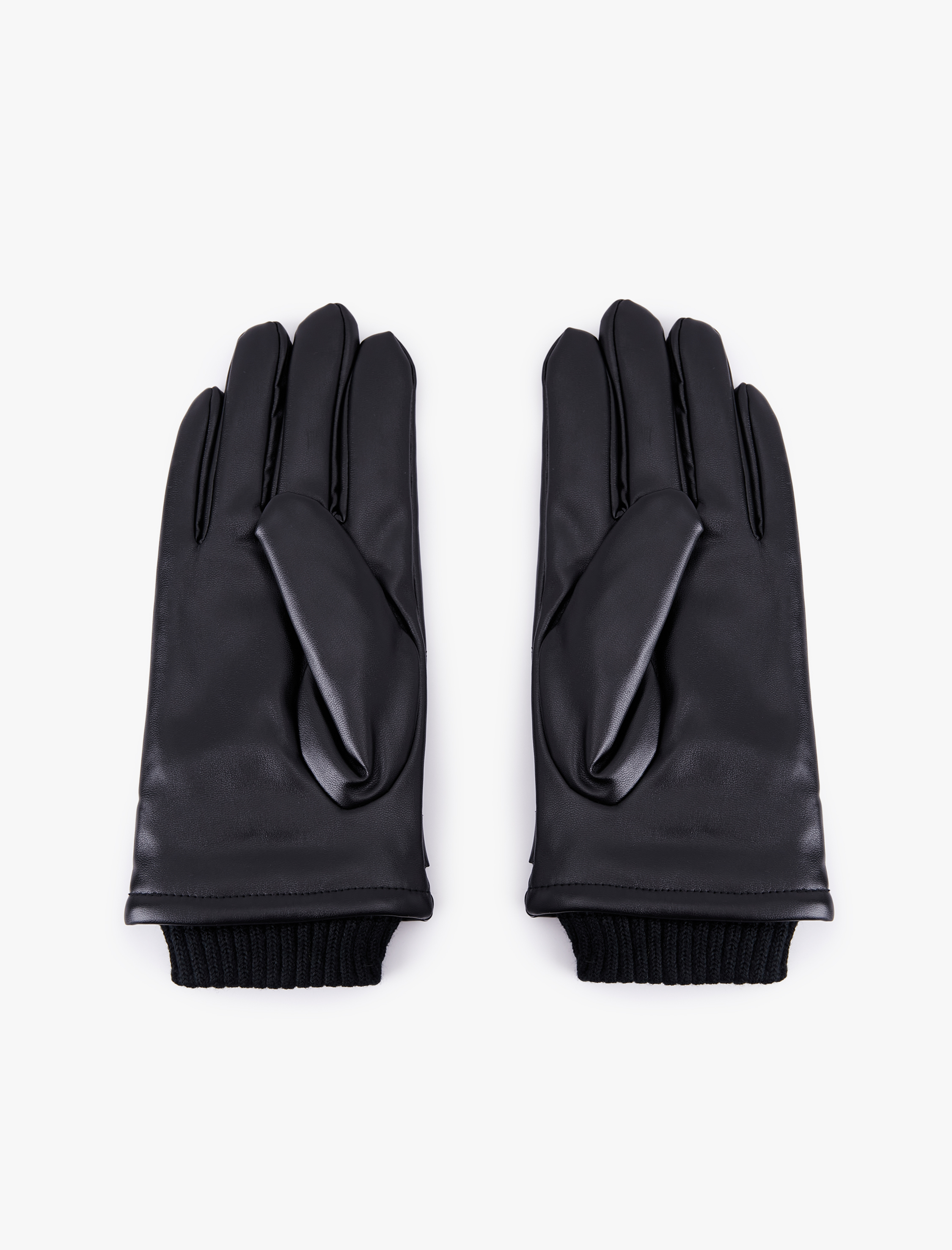  Erkek Çıtçıt Düğme Detaylı Suni Deri Eldiven