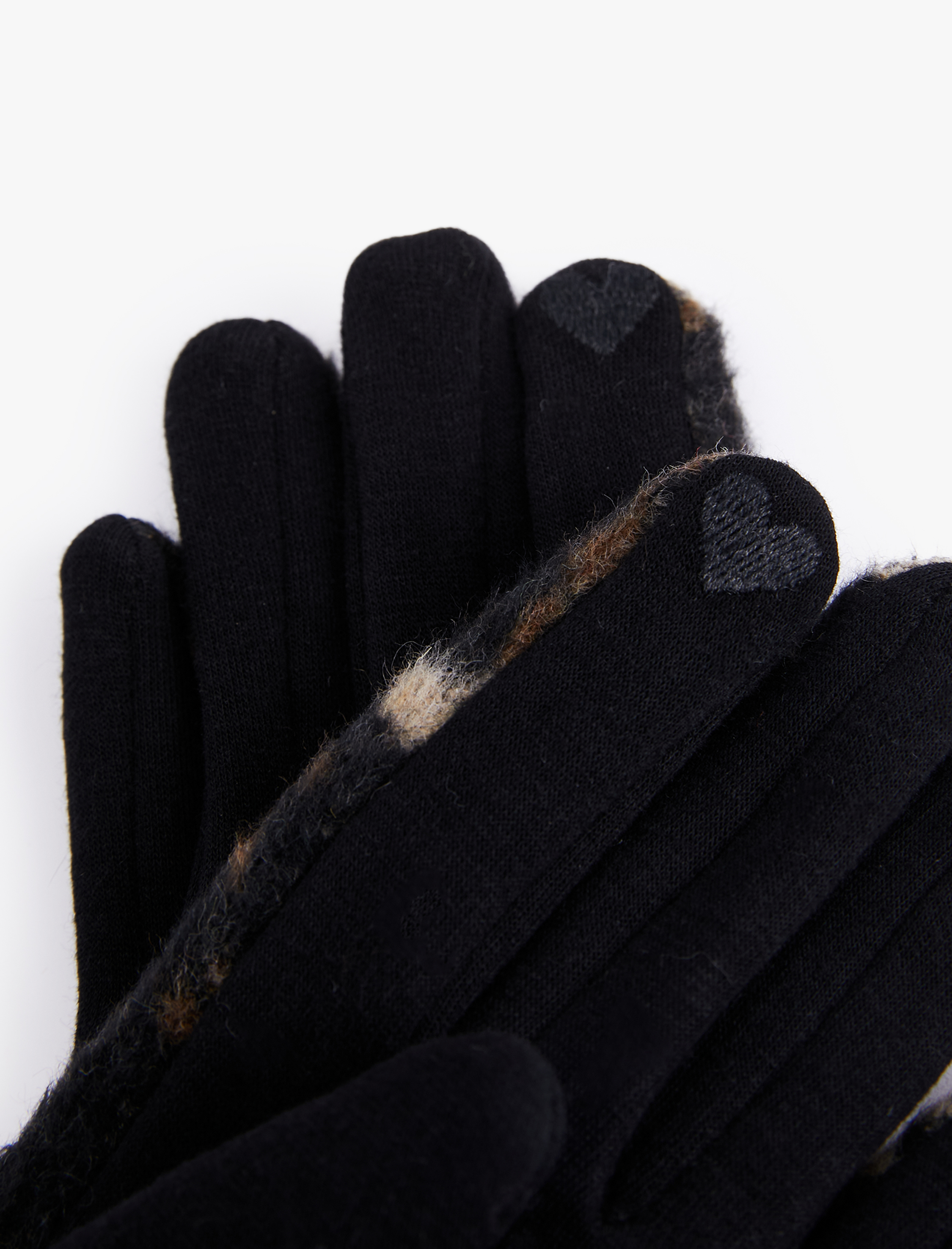  Kadın Kalp İşlemeli Leopar Desenli Eldiven