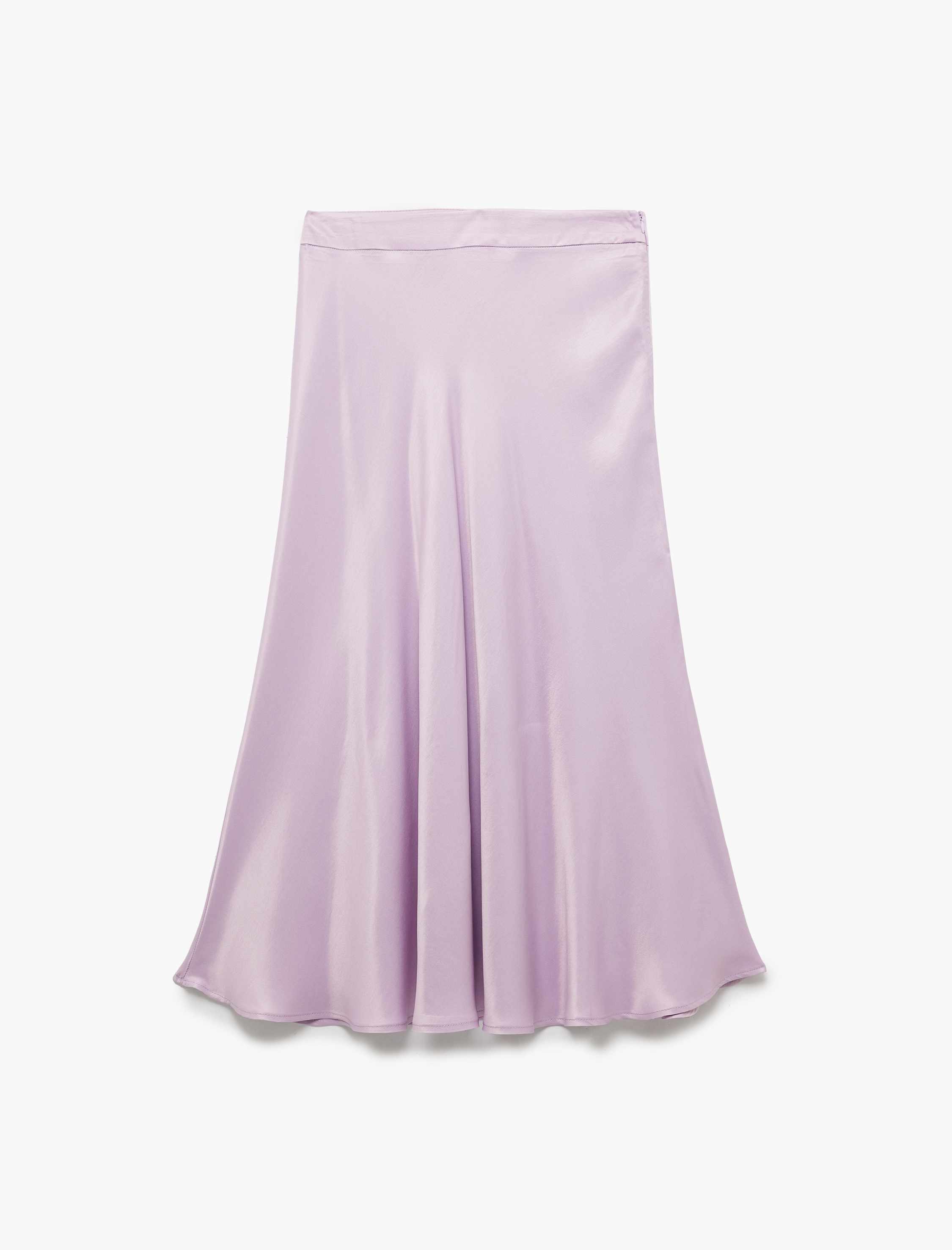   Viskon Kumaş Midi Boy Saten Kloş Etek