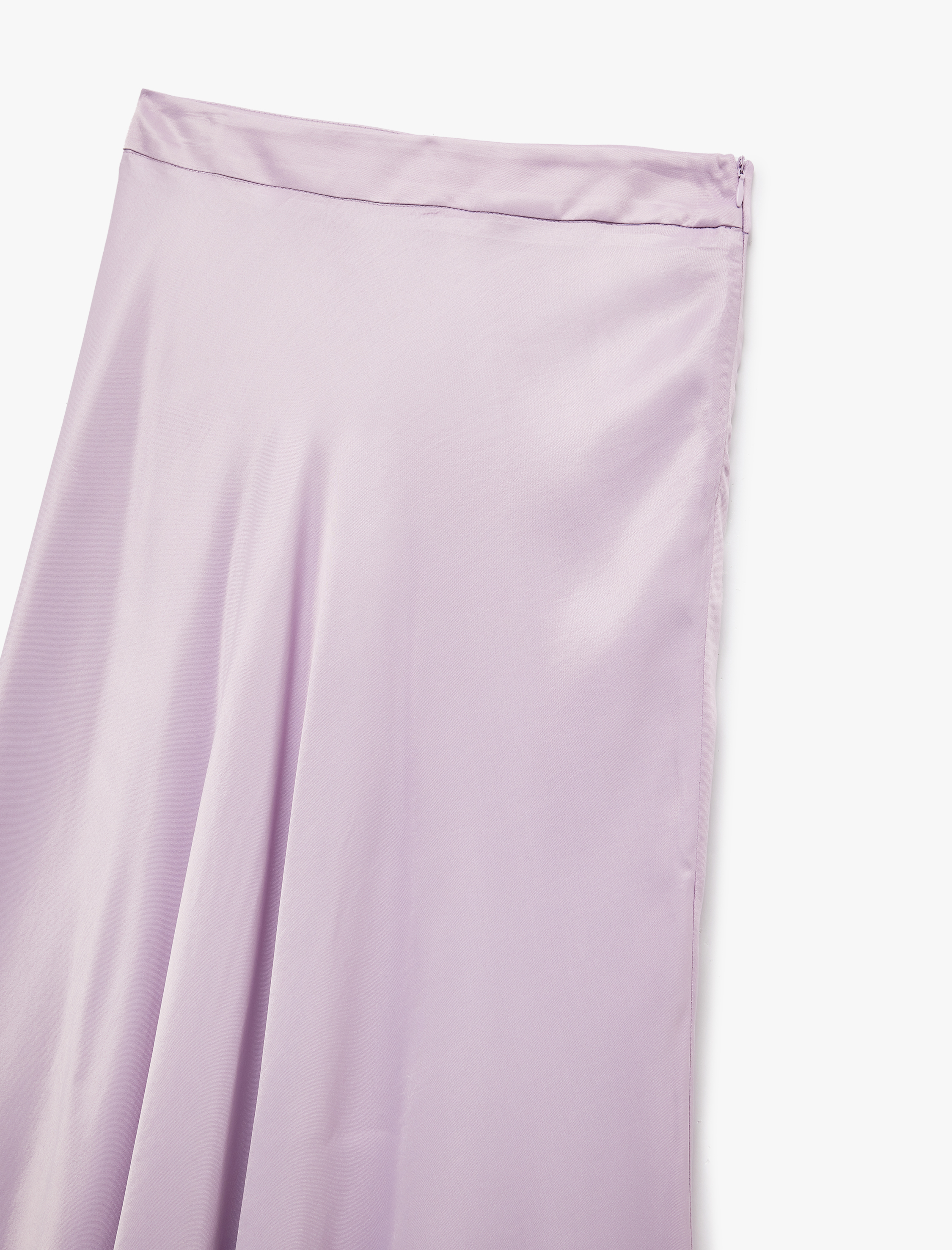   Viskon Kumaş Midi Boy Saten Kloş Etek