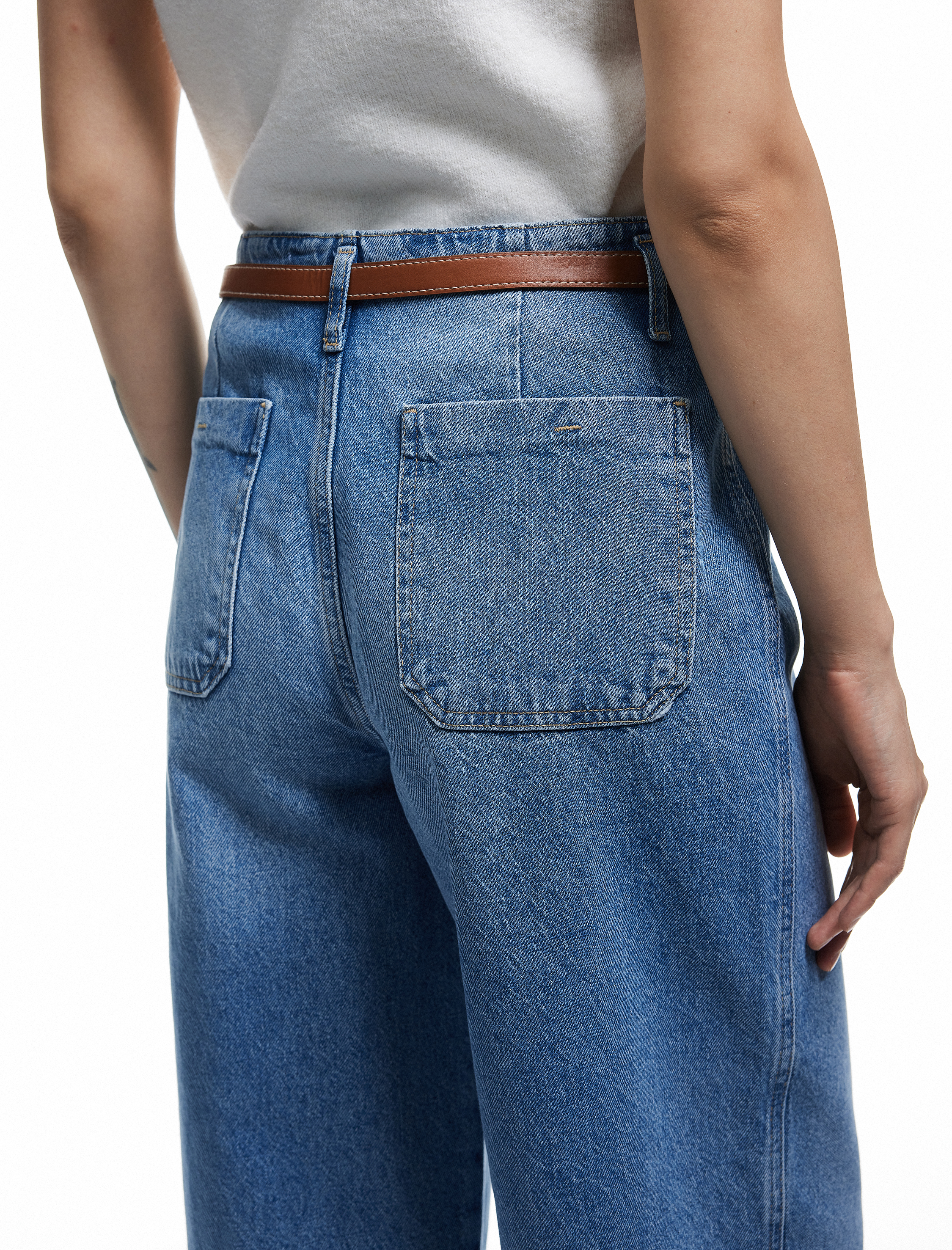   Yüksek Bel Pamuklu Geniş Paça Jean Pantolon - Wide Leg Jeans