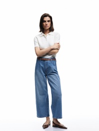 Yüksek Bel Pamuklu Geniş Paça Jean Pantolon - Wide Leg Jeans