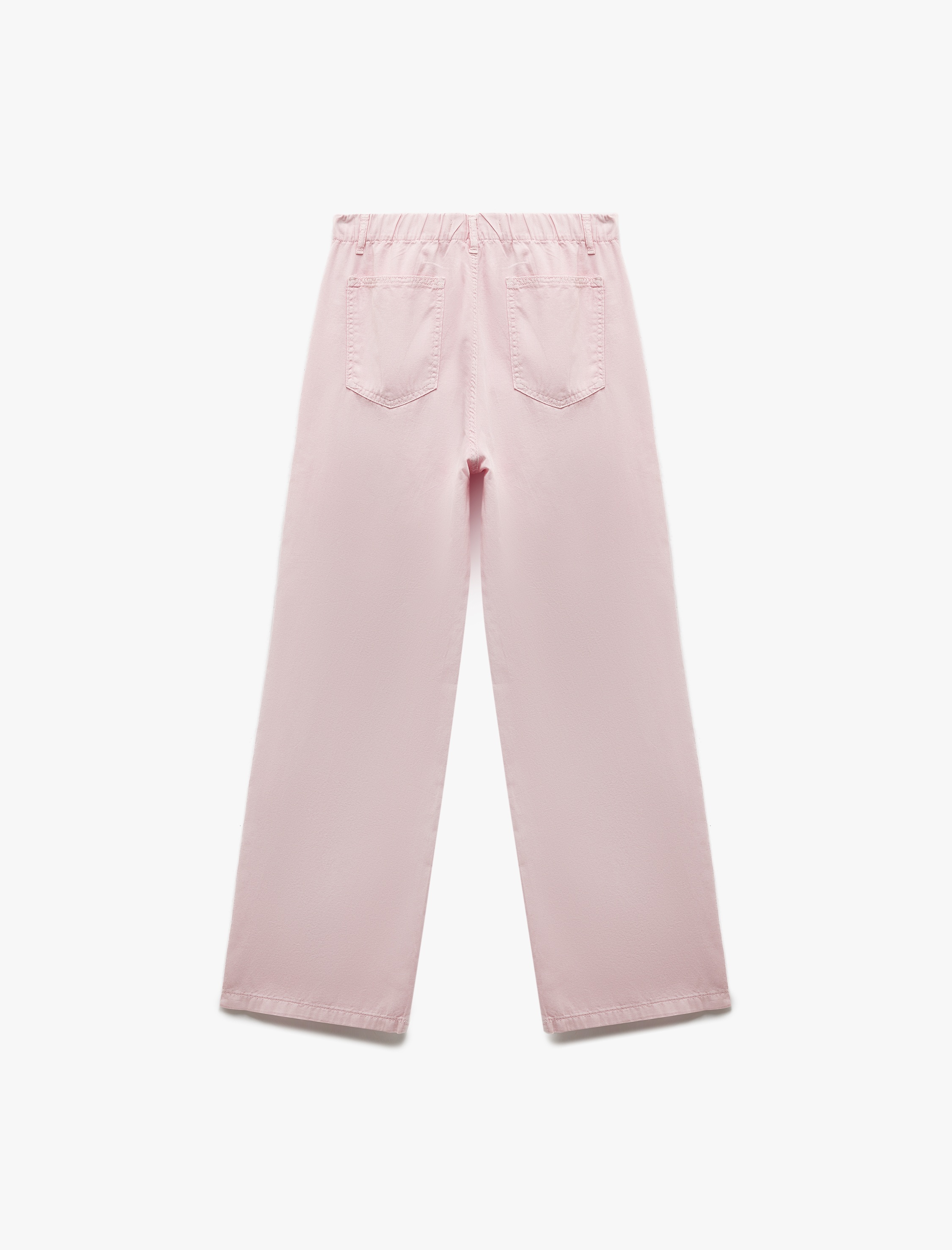   Koton X Sibil Çetinkaya - Beli Bağcıklı Pamuklu Düz Paça Cepli Pantolon - Loose Straight Fit Jeans