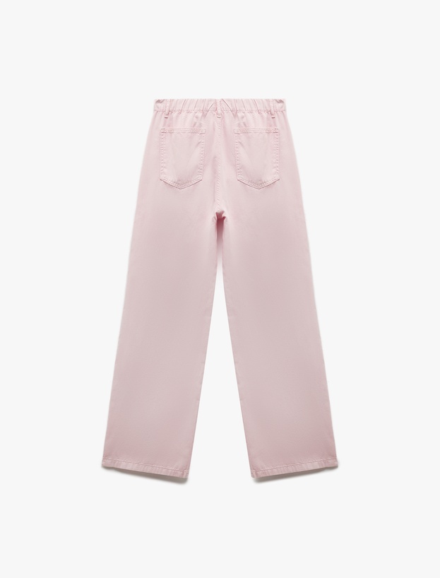 Koton X Sibil Çetinkaya - Beli Bağcıklı Pamuklu Düz Paça Cepli Pantolon - Loose Straight Fit Jeans_4