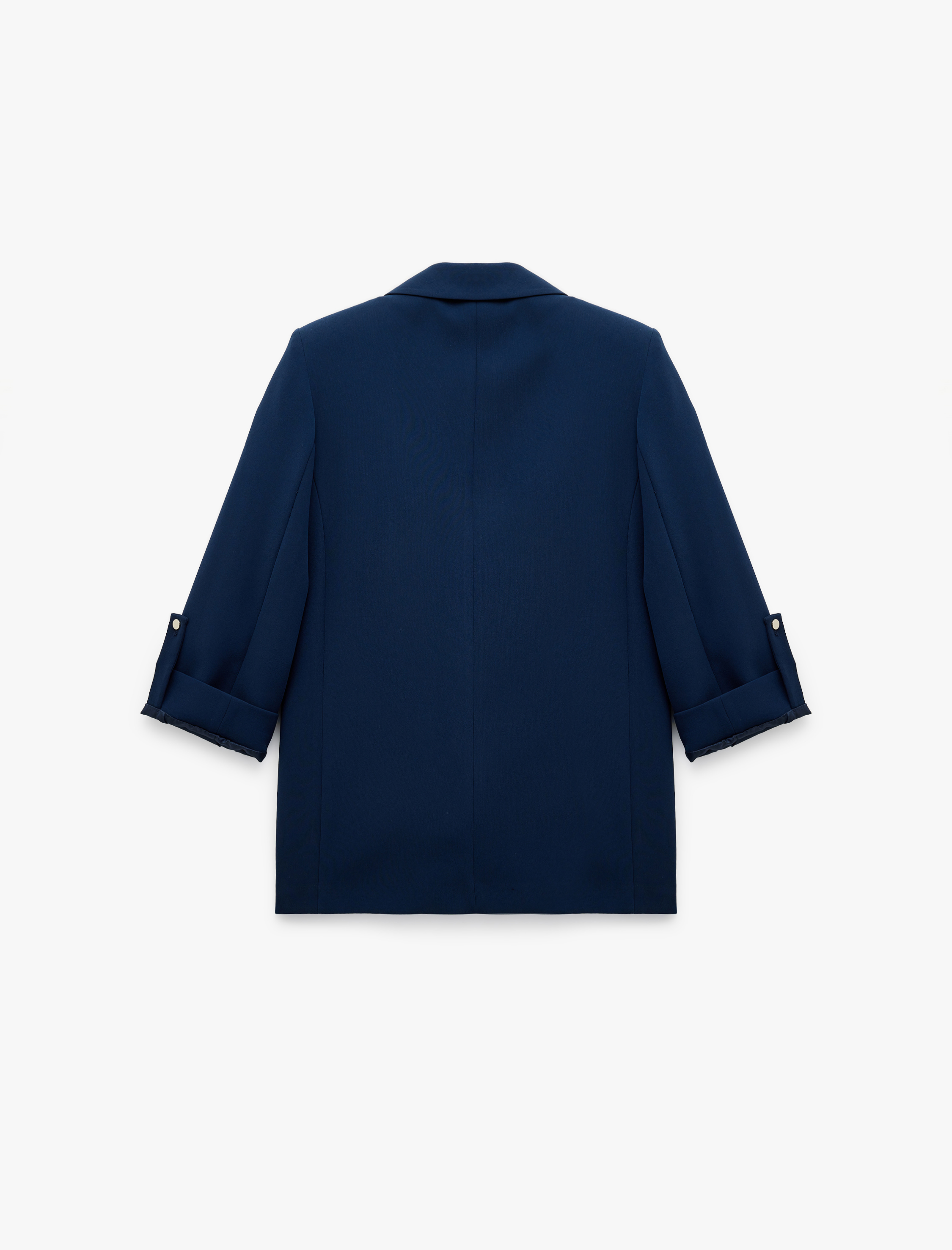   Şal Yaka Kıvırmalı 3/4 Kol Detaylı Cepli Oversize Blazer Ceket