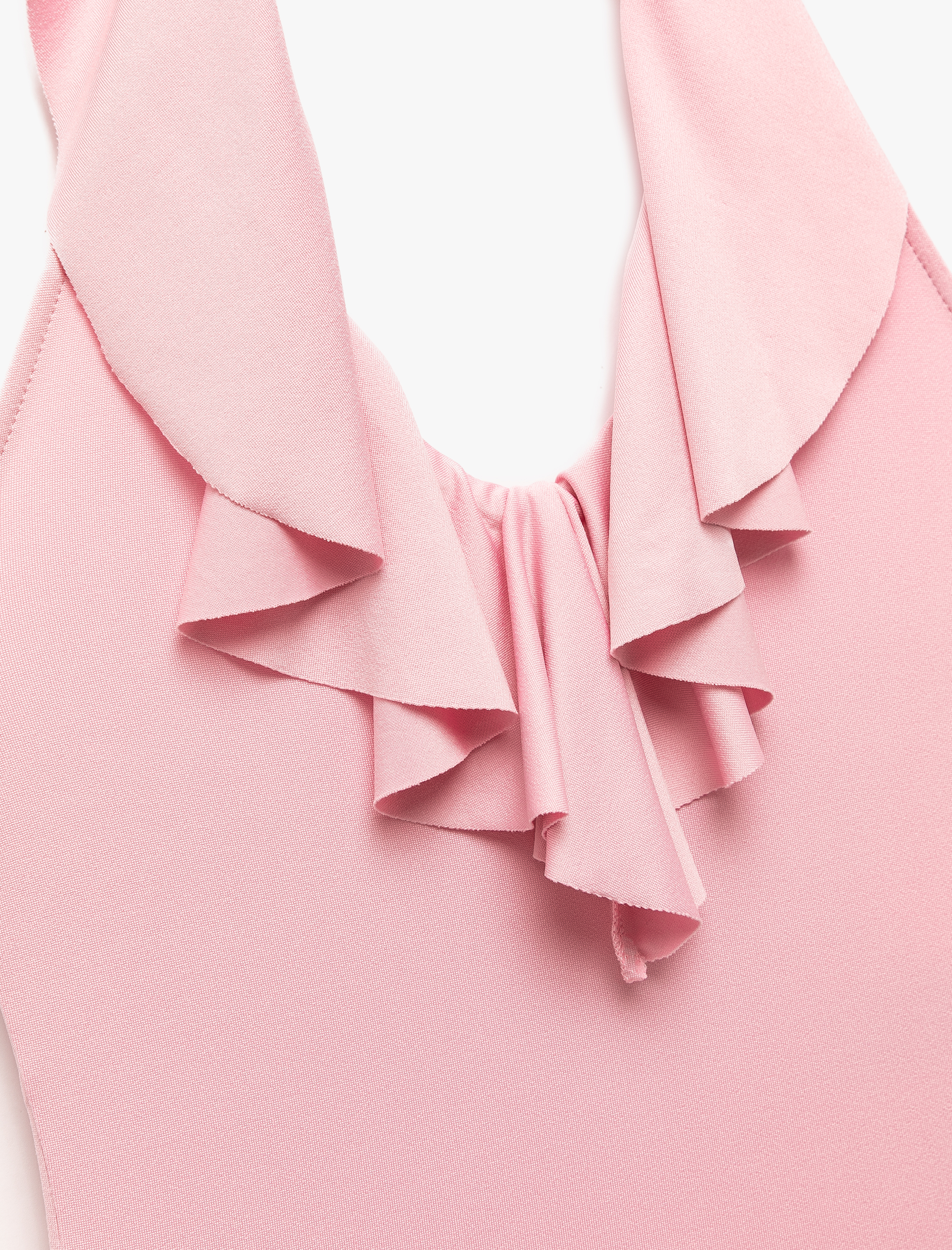 Koton X Sibil Çetinkaya - Sandy Kumaş Slim Fit V Yaka Fırfırlı Bodysuit