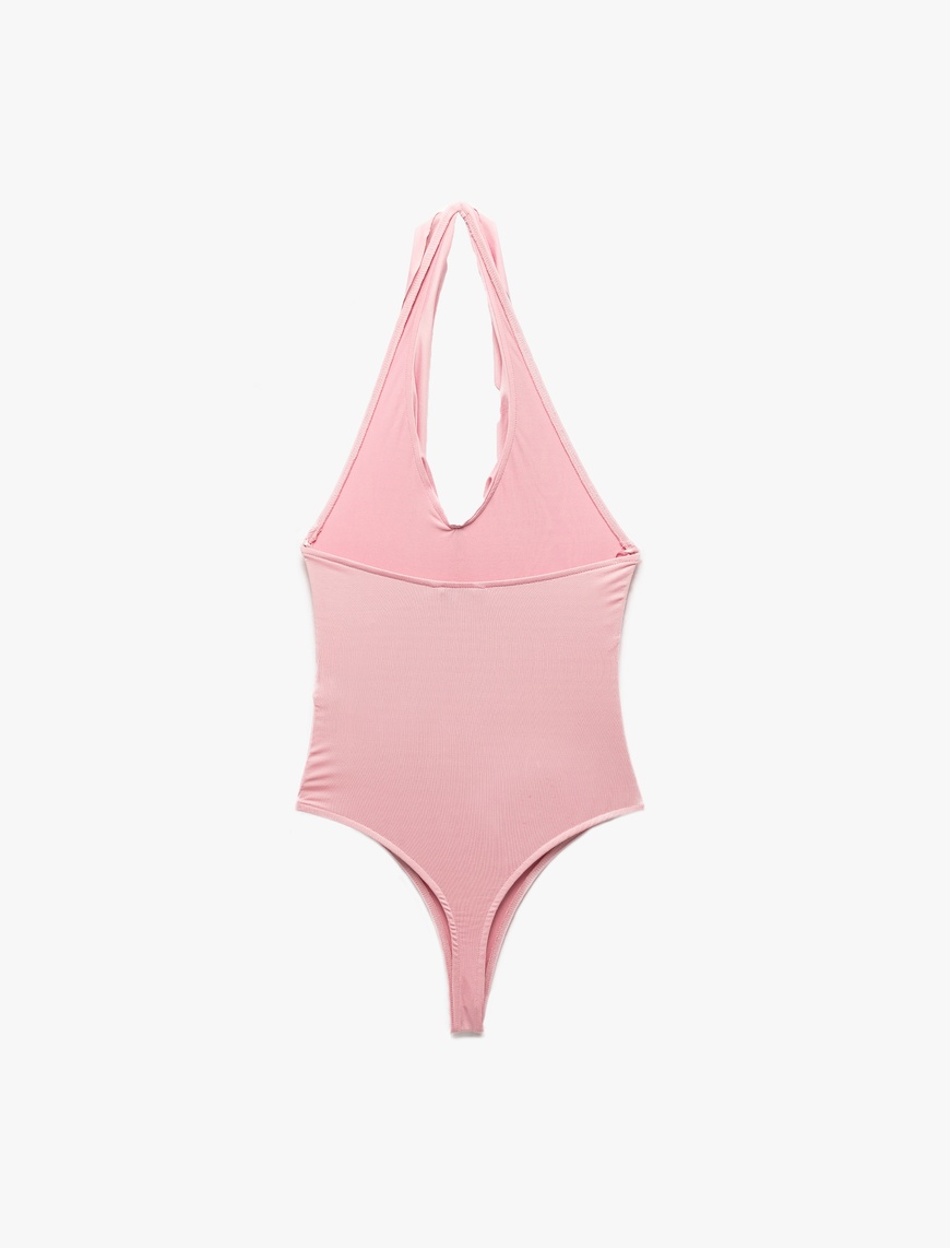   Koton X Sibil Çetinkaya - Sandy Kumaş Slim Fit V Yaka Fırfırlı Bodysuit