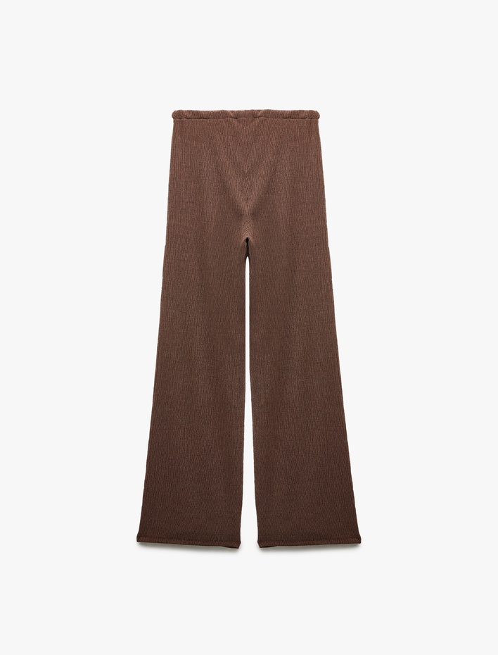  Beli Bağcıklı Rahat Kalıp Geniş Paça Pantolon Bürümcük