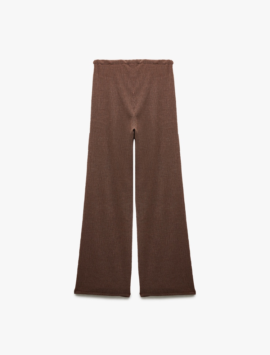   Beli Bağcıklı Rahat Kalıp Geniş Paça Pantolon Bürümcük