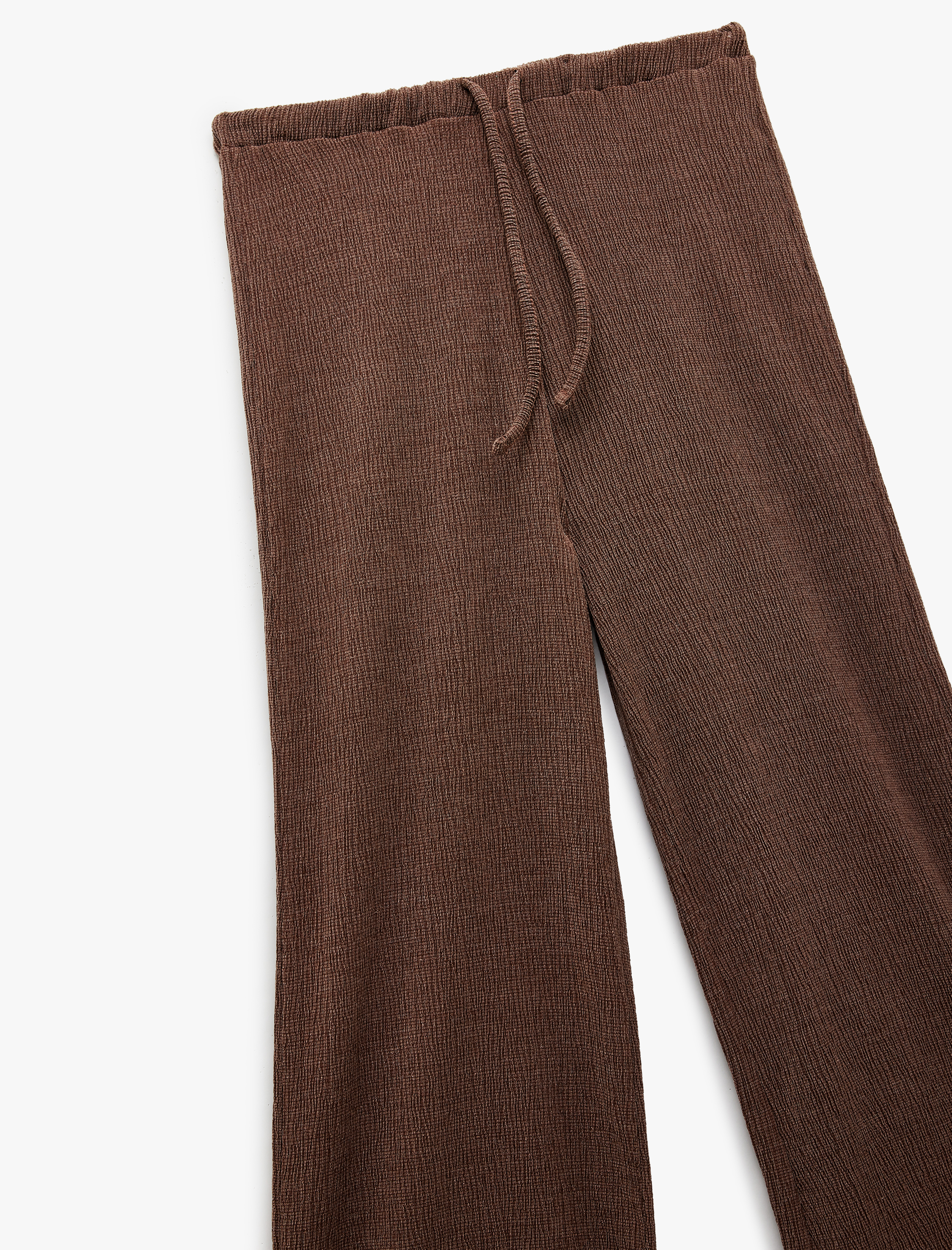   Beli Bağcıklı Rahat Kalıp Geniş Paça Pantolon Bürümcük