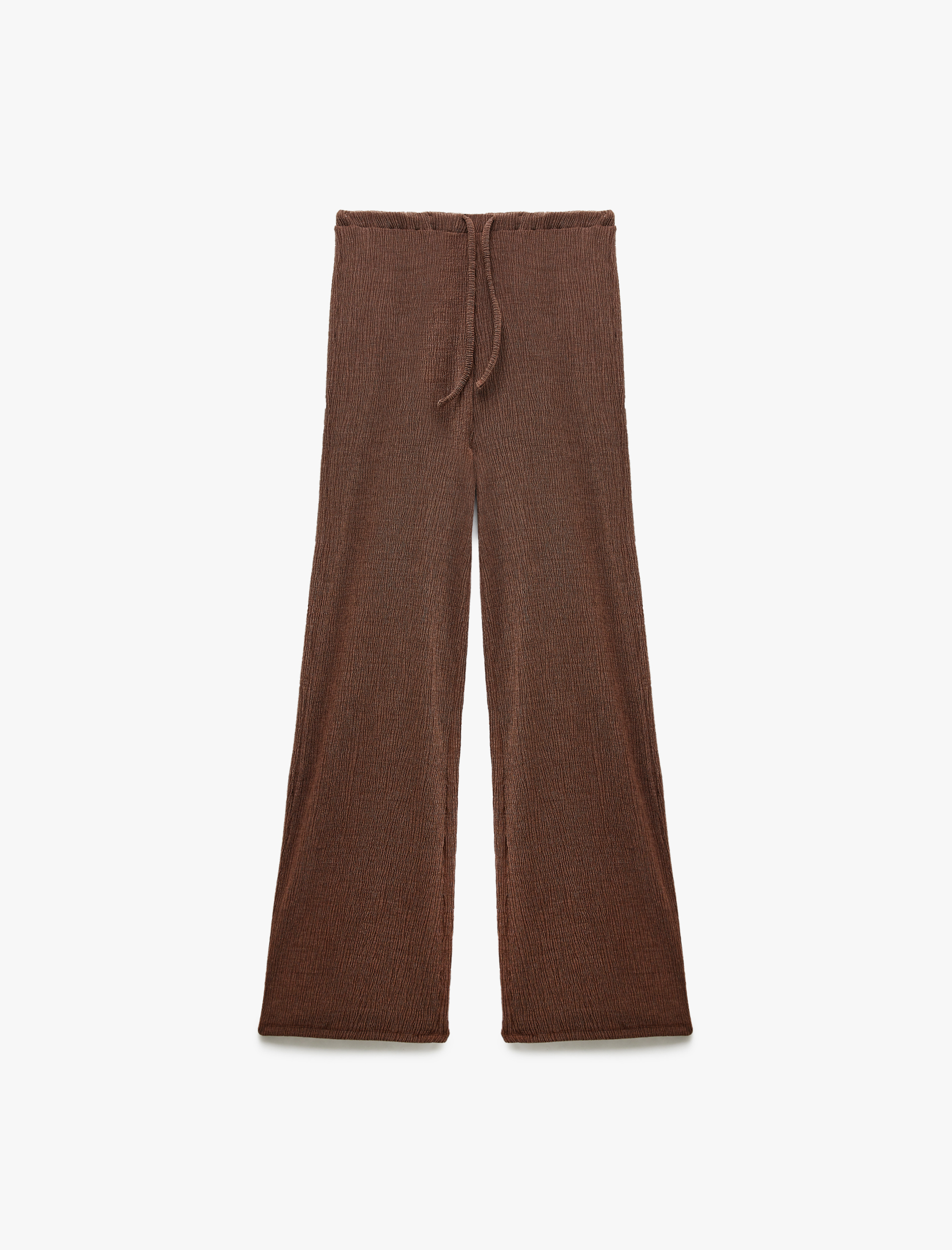   Beli Bağcıklı Rahat Kalıp Geniş Paça Pantolon Bürümcük